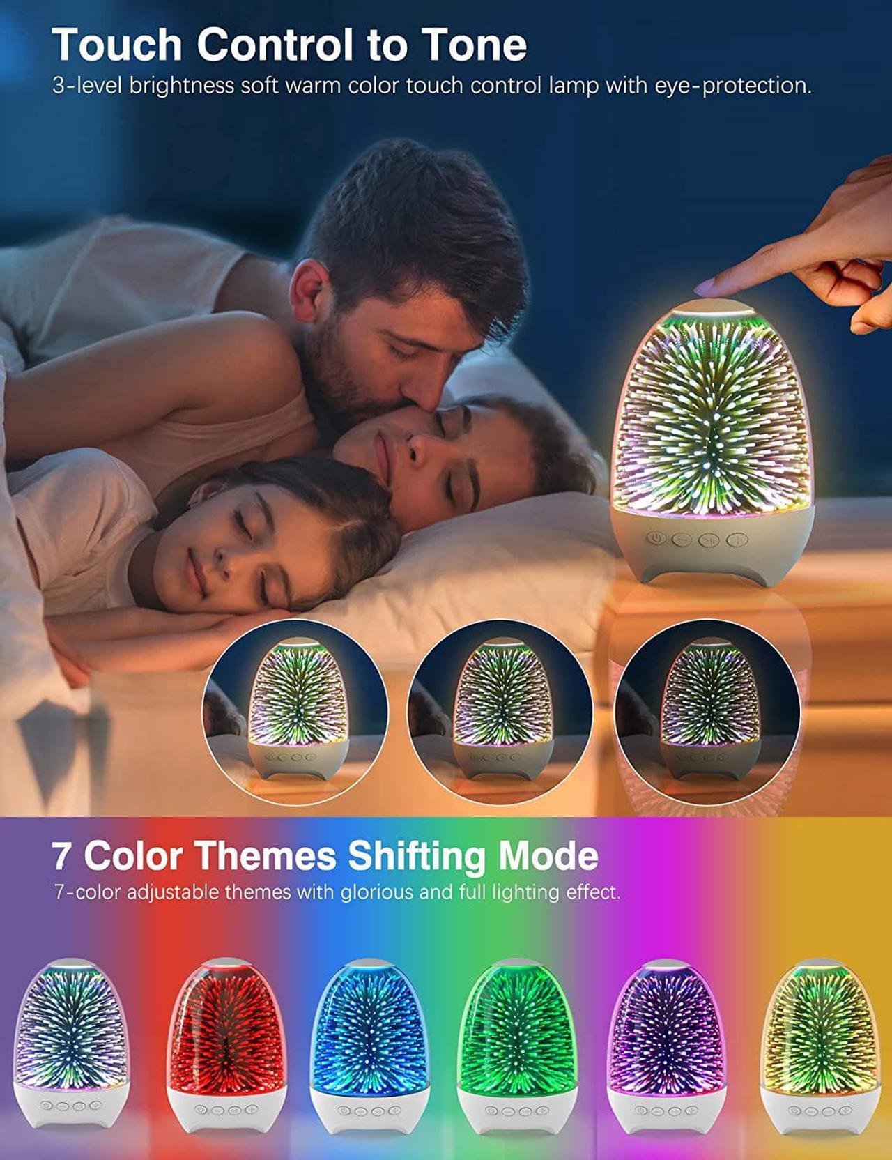 Alt view image 4 of 5 - Gemdeck Night Light Bluetooth Speaker, 3D Glass Touch Control Bedside Table Lamp 7-Color LED Portable Wireless Speakers