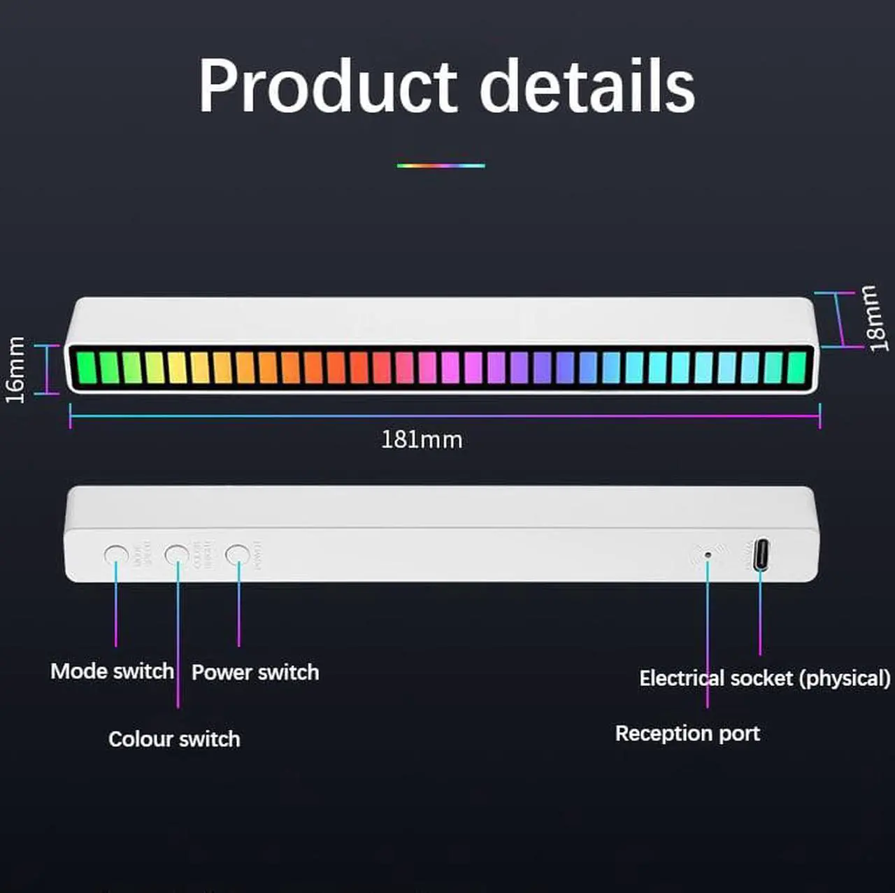 Alt view image 5 of 5 - Gemdeck Led Rgb Atmosphere Strip Lights Bar Music Sync Pickup Rhythm Ambient Usb Lamp