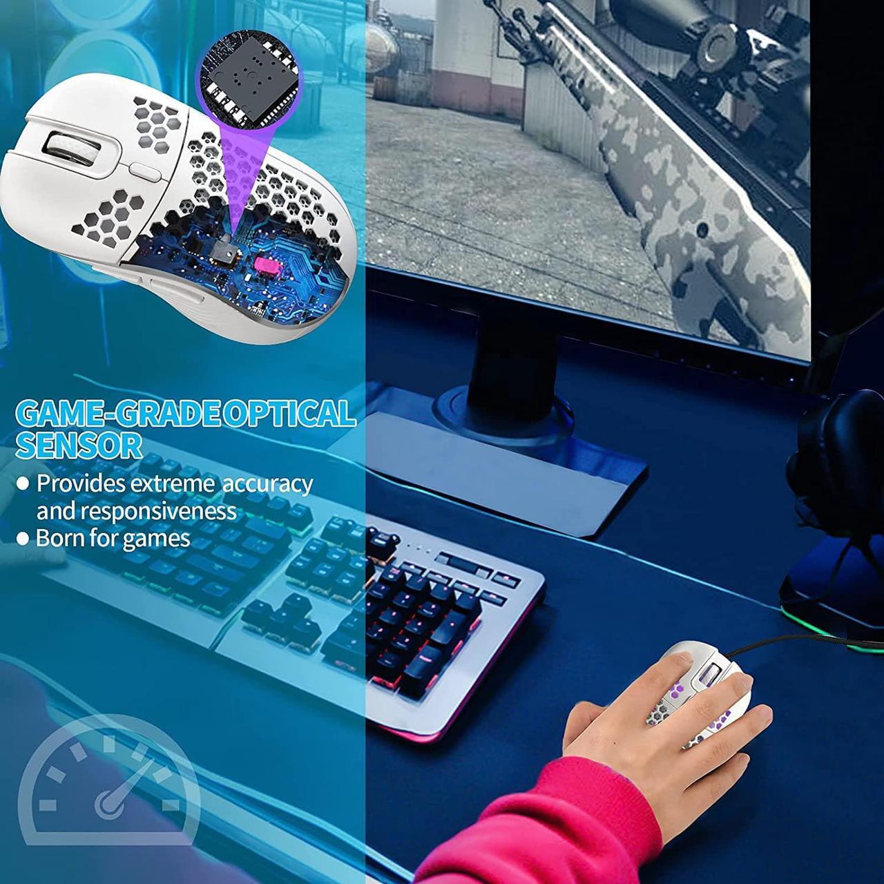 Alt view image 4 of 7 - Gemdeck Wired Gaming Mouse, RGB Backlight and 7200 Adjustable DPI, Lightweight USB Computer Mouse Black