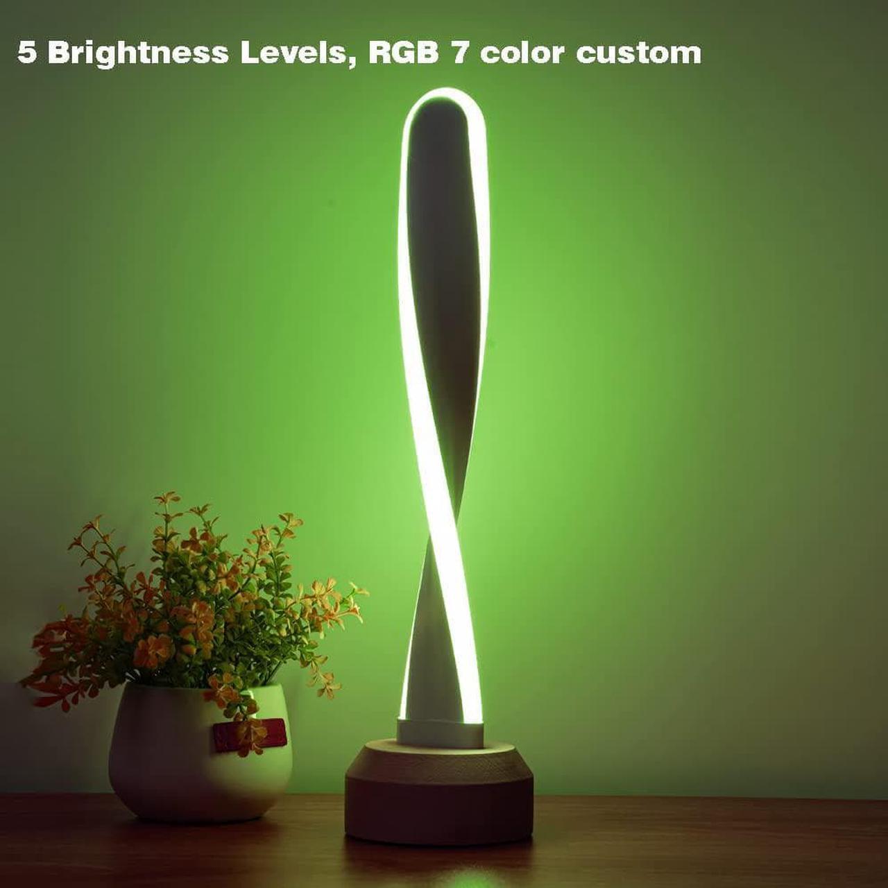 Alt view image 2 of 5 - Gemdeck Modern Desk lamp RGB Wood Table Lamp Bedside Lamp, Natural Beech Night Light