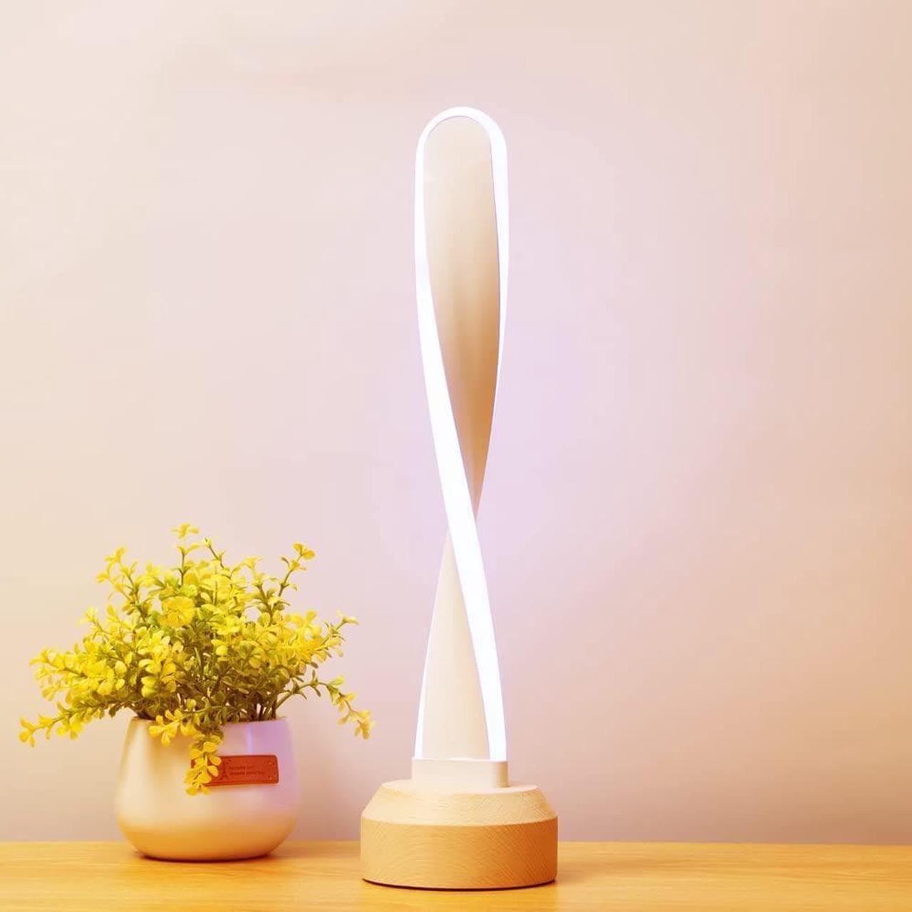 Alt view image 4 of 5 - Gemdeck Modern Desk lamp RGB Wood Table Lamp Bedside Lamp, Natural Beech Night Light