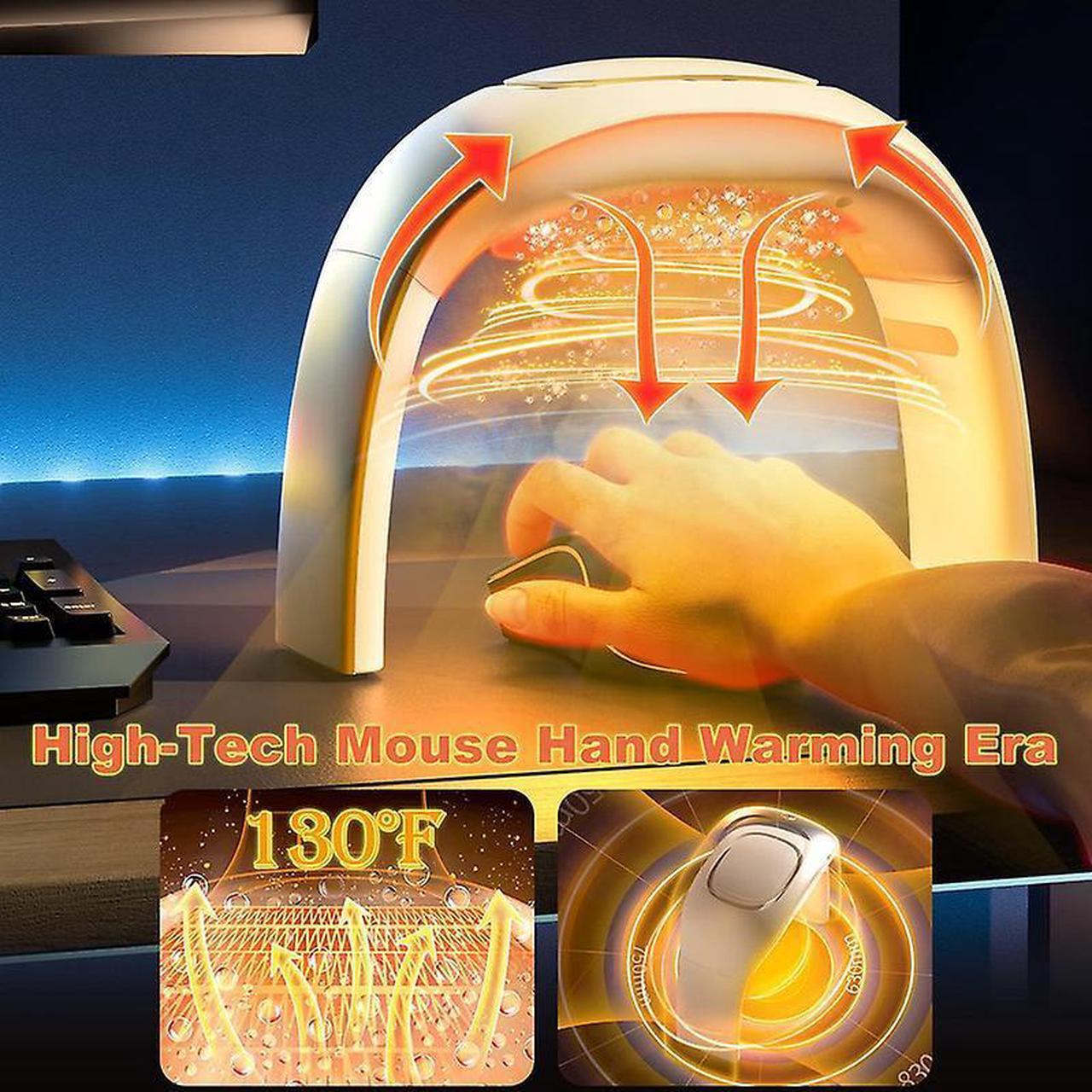 Alt view image 4 of 5 - Gemdeck Heated Mouse Pad Hand Warmer, Heated Desk Warmer For Office Gaming White