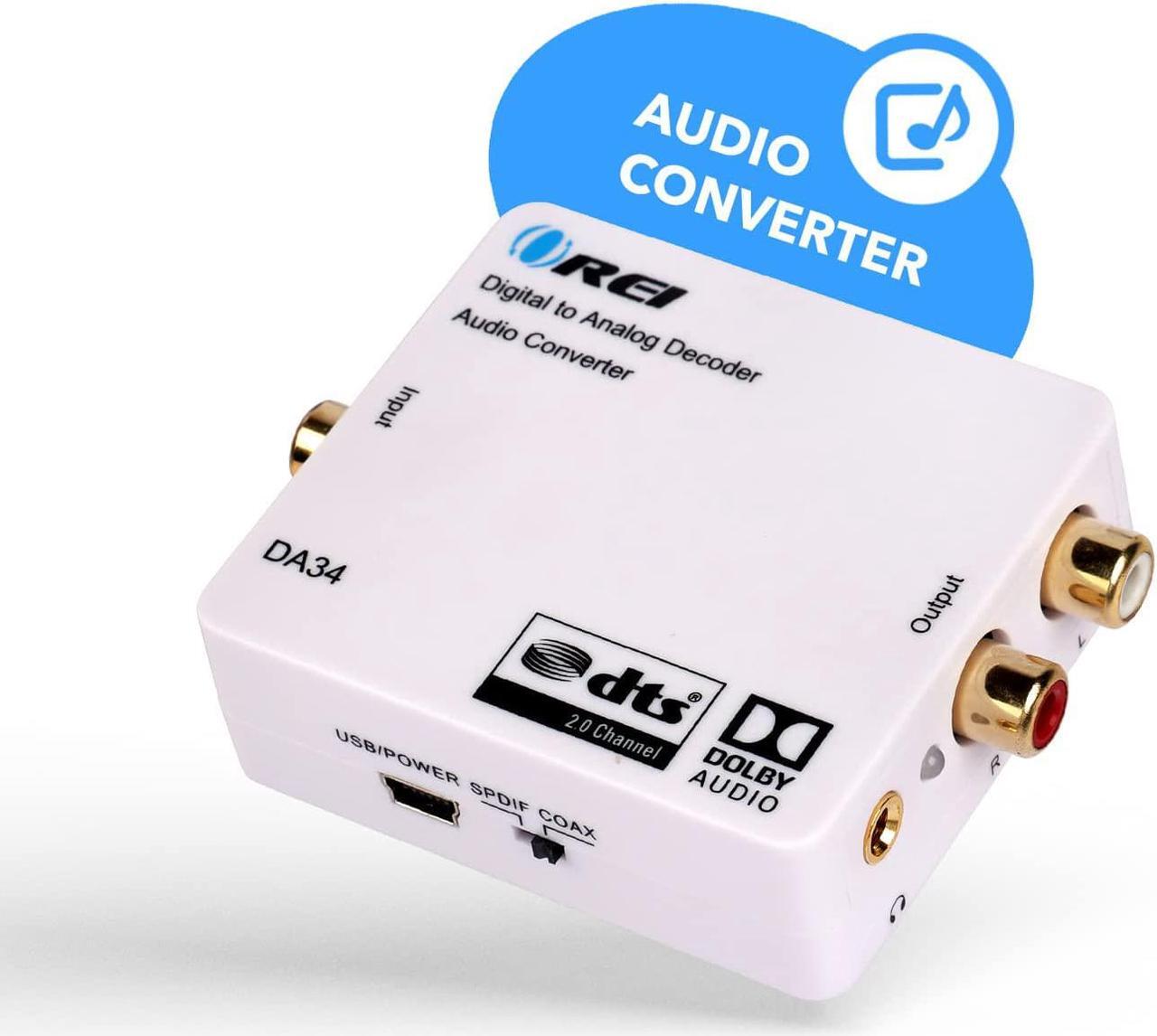 Alt view image 3 of 7 - OREI Digital to Analog Audio Decoder, Convert Decode Dolby Digital Audio SPDIF/Coaxial 5.1-Channel Input to RCA L/R/3.5mm Headphone Output Converter (DA34)