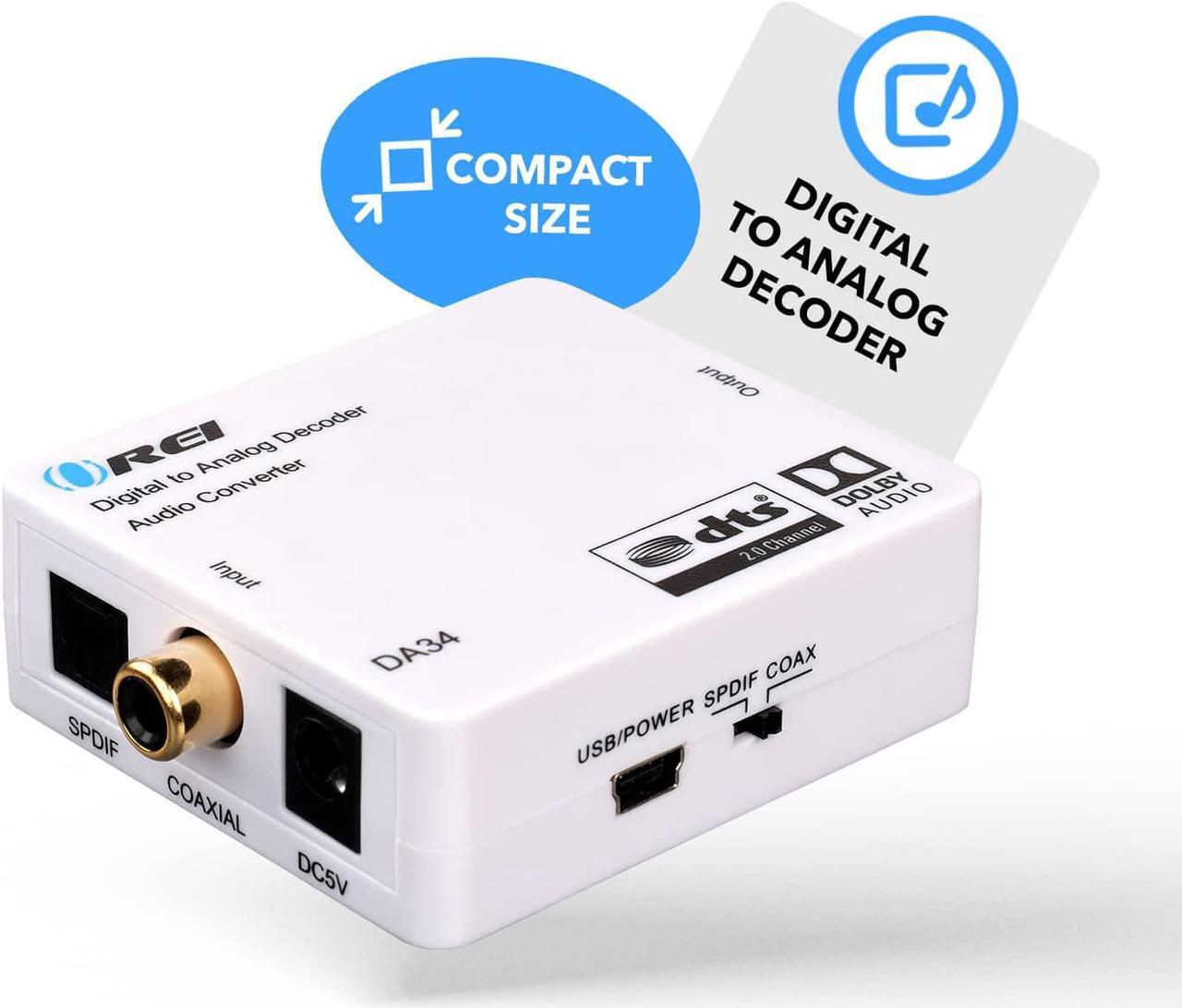Alt view image 2 of 7 - OREI Digital to Analog Audio Decoder, Convert Decode Dolby Digital Audio SPDIF/Coaxial 5.1-Channel Input to RCA L/R/3.5mm Headphone Output Converter (DA34)