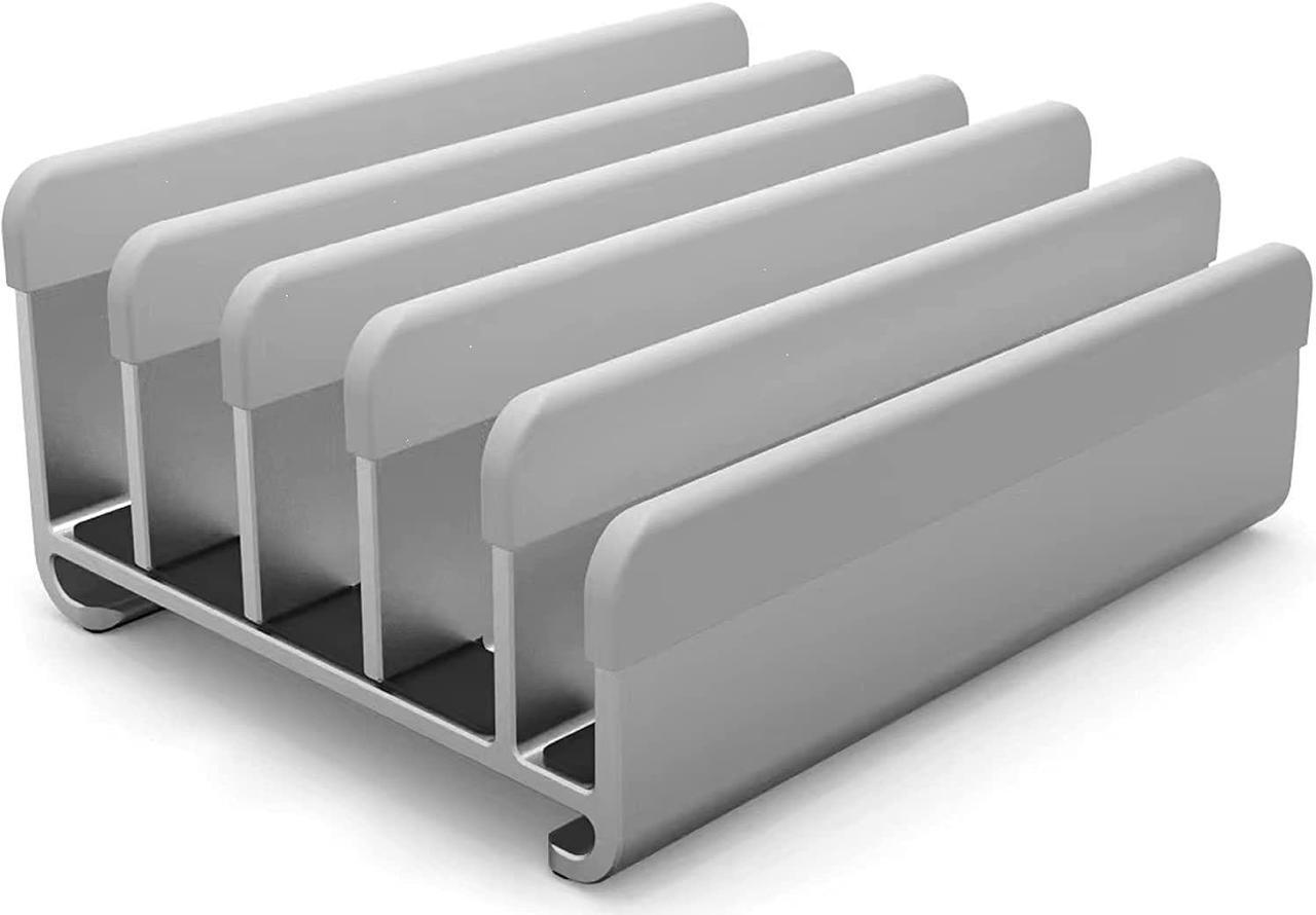 Main image of Elestoria Multiple Laptop Holder Vertical  Adjustable Laptop Vertical Stand Holds 5 Devices, Fits All MacBooks Laptops Tablets and Mobiles (up to 17.3). Closed Upright Vertical Laptop Stand for Desk