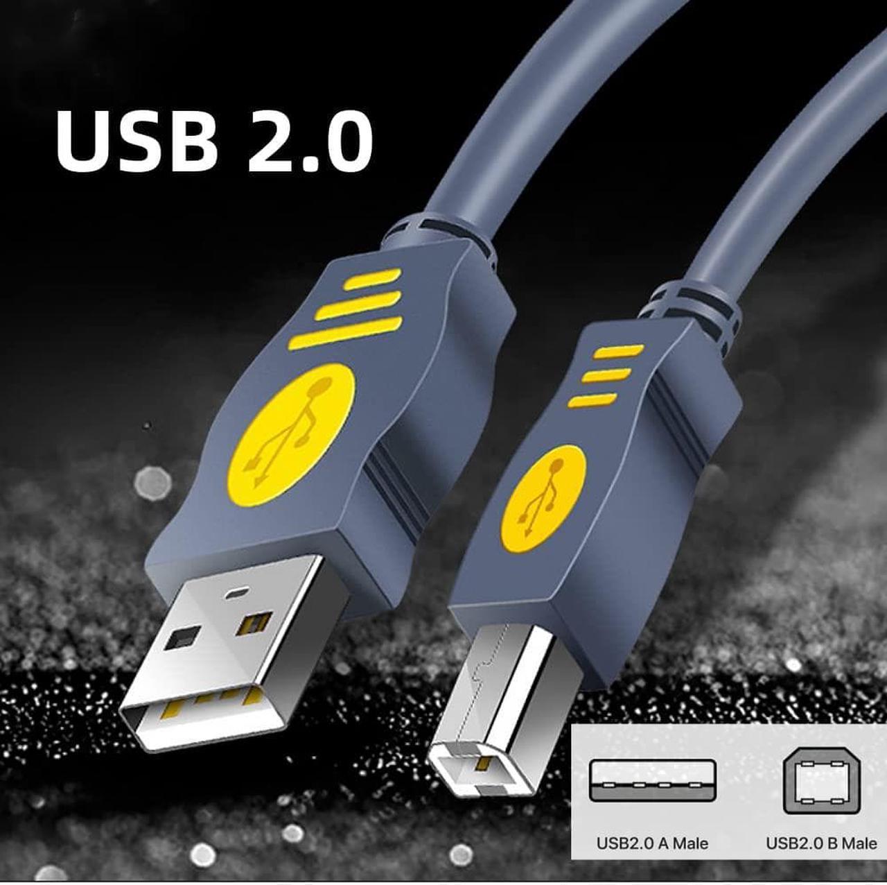 Alt view image 2 of 6 - USB 2.0 Printer Cable for Canon Pixma MG3620 Epson EcoTank ET-2800 ET-2850 ET-4800 HP DeskJet 2723e Brother 10 Feet