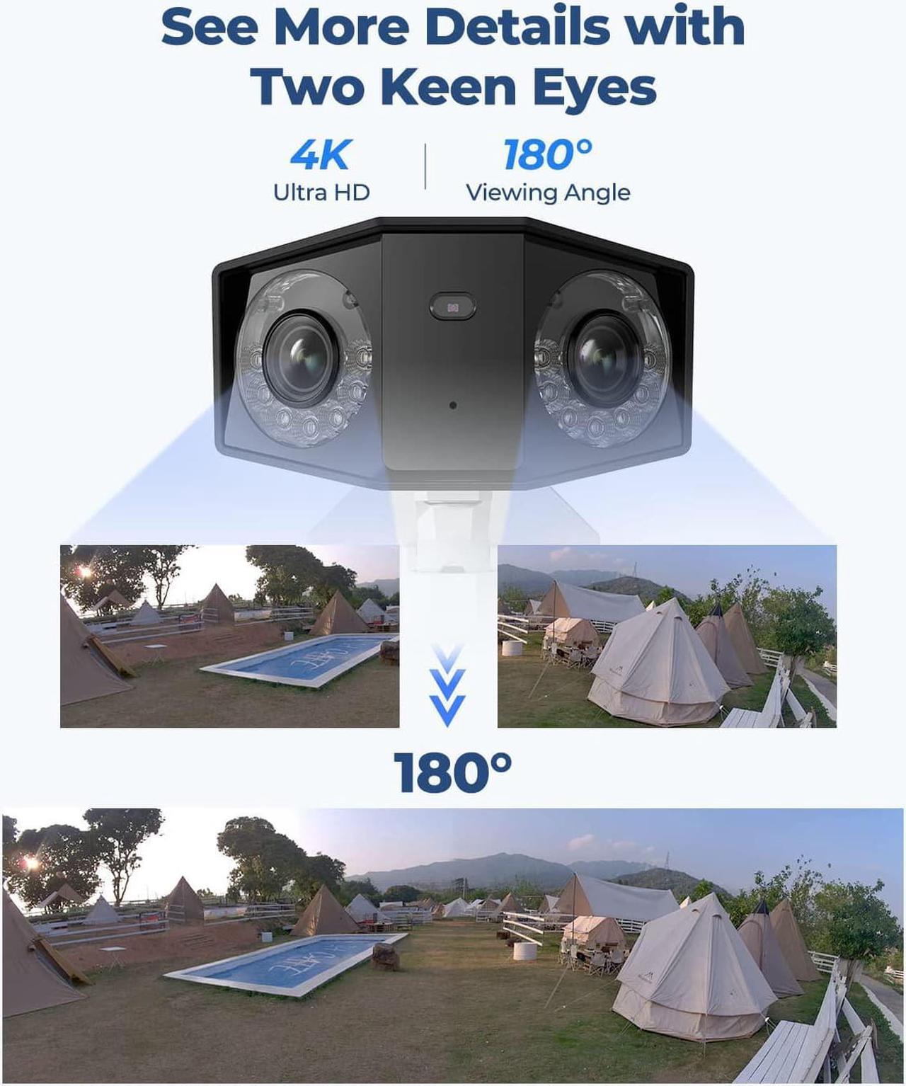 Alt view image 2 of 7 - REOLINK 4K PoE Security Camera System, Home Outdoor IP Camera in 180 Degree Viewing Angle, Human/Vehicle/Pet Detection, Color Night Vision, Two Way Talk, Up to 256GB microSD Card, Duo 2 PoE