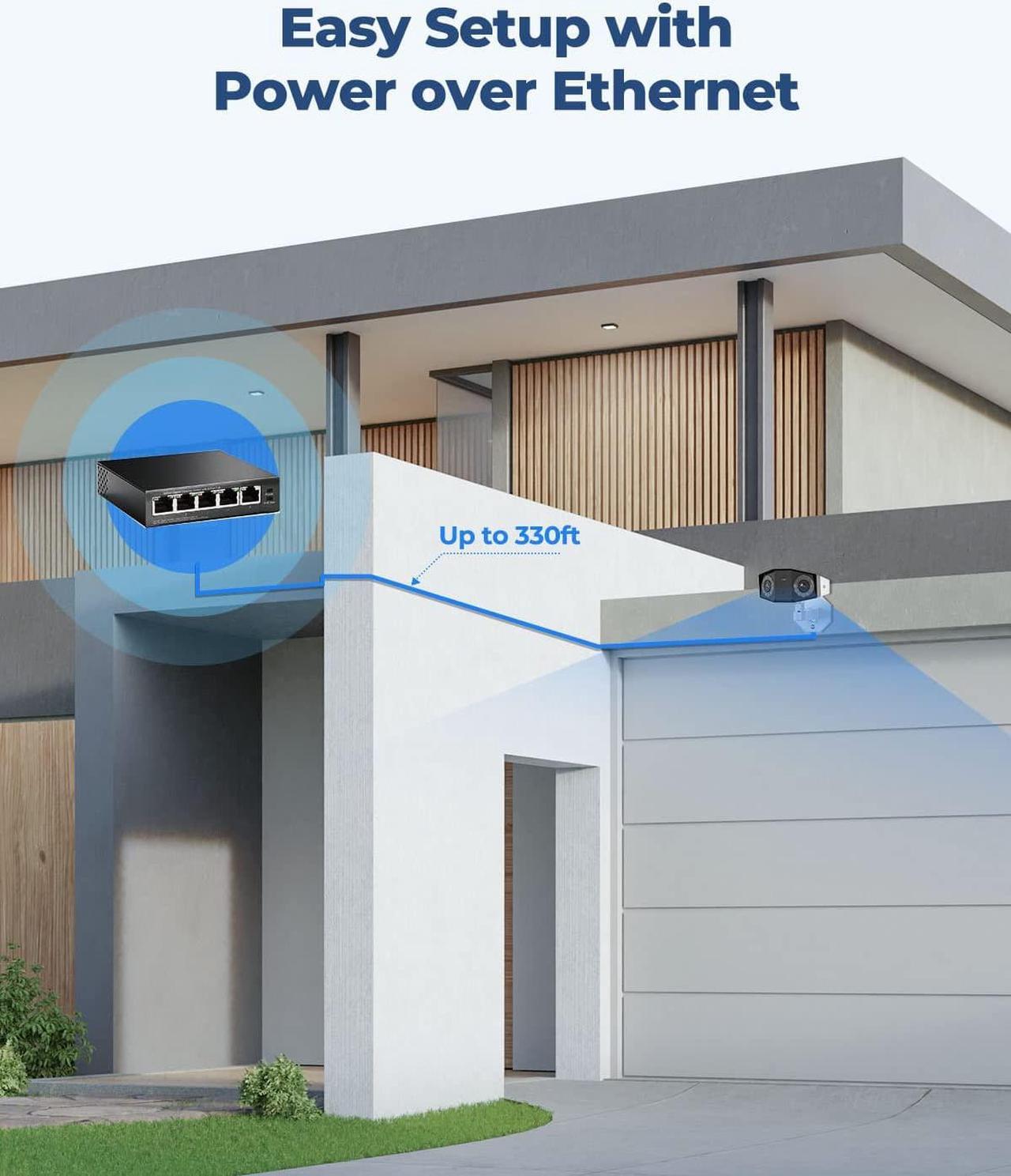 Alt view image 6 of 7 - REOLINK 4K PoE Security Camera System, Home Outdoor IP Camera in 180 Degree Viewing Angle, Human/Vehicle/Pet Detection, Color Night Vision, Two Way Talk, Up to 256GB microSD Card, Duo 2 PoE