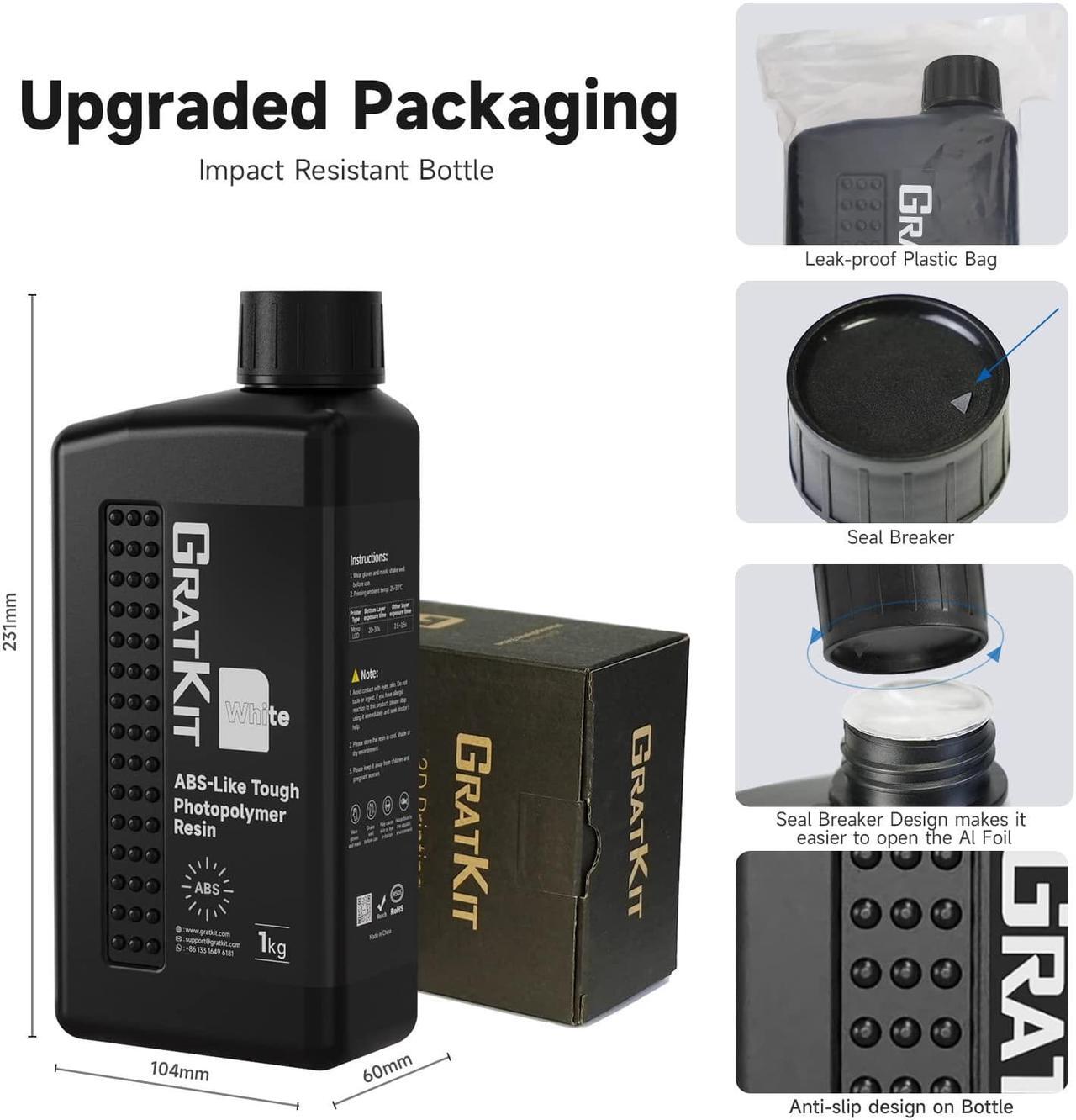 Alt view image 5 of 7 - Upgraded ABS-Like 3D Printer Resin, High Toughness 405nm UV Curing Resin, Scratch Resistant and Compatible with SLA, LCD and DLP Printers for Industrial Parts Printing - 1000g, White