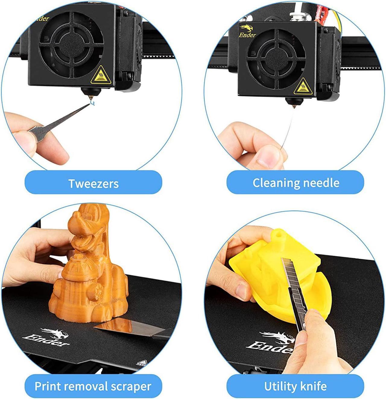 Alt view image 3 of 7 - Creality 3D Printer Tool Kit with Case 35Pcs with Cleaners Filament Slicer Print Head Wrench Extruder Nozzles SD Card Reader Starter 3D Printer Accessories ABS Storage Box Tool Set