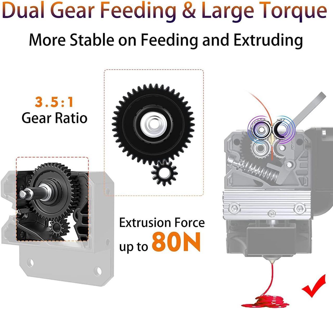 Alt view image 3 of 6 - CR Sprite Direct Drive Extruder Pro Kit, All Metal Extruder Upgrade Kit for Ender 3/Ender 3 v2/Ender 3 Pro/Ender 3 Max 3D Printer,Dual Gear Dual Fan Design,Support BL Touch/CR Touch