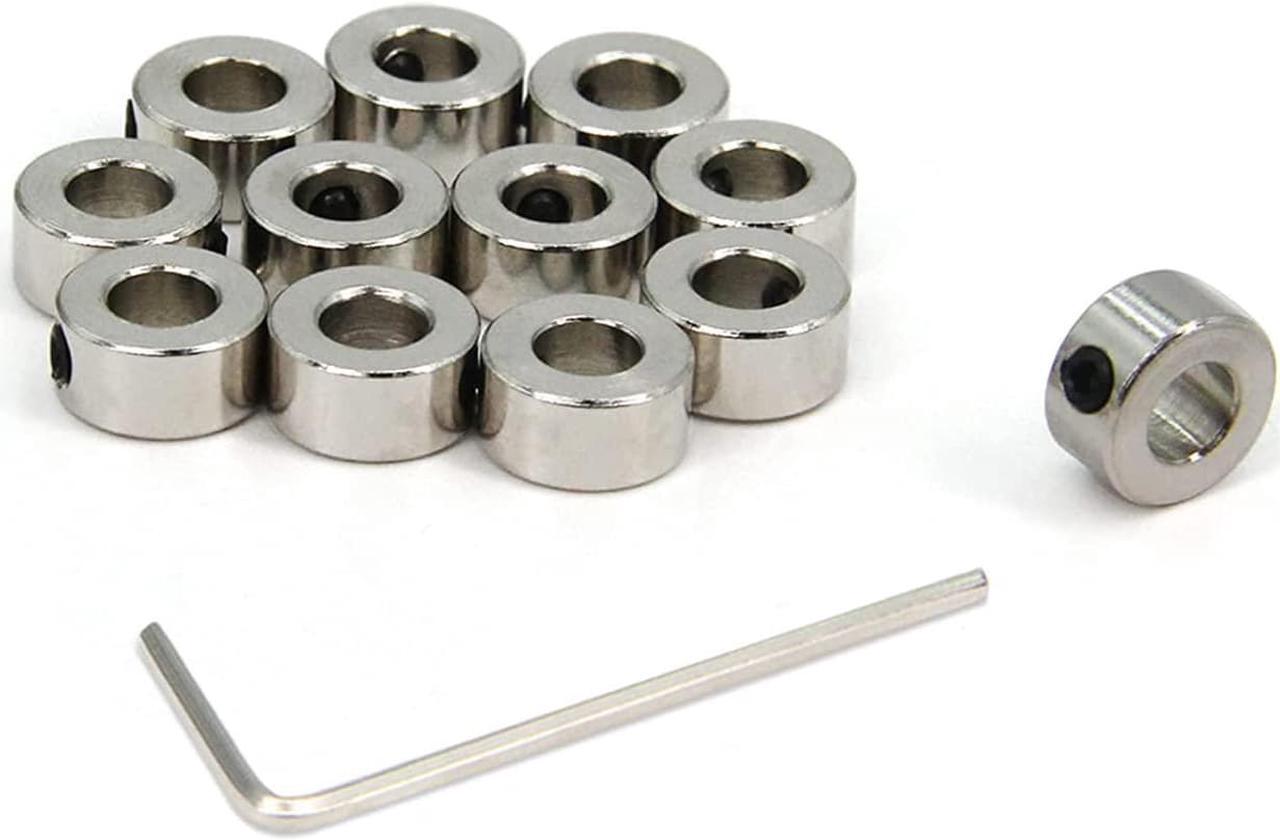 Main image of Yeebyee 5mm Shaft Collar T5 Lead Screw Lock Ring Carbon Steel with Nickle Plated Material Isolation with M3 Screws for 3D Printer Parts,12pcs/Pack (Silver-5MM), Welcome to consult
