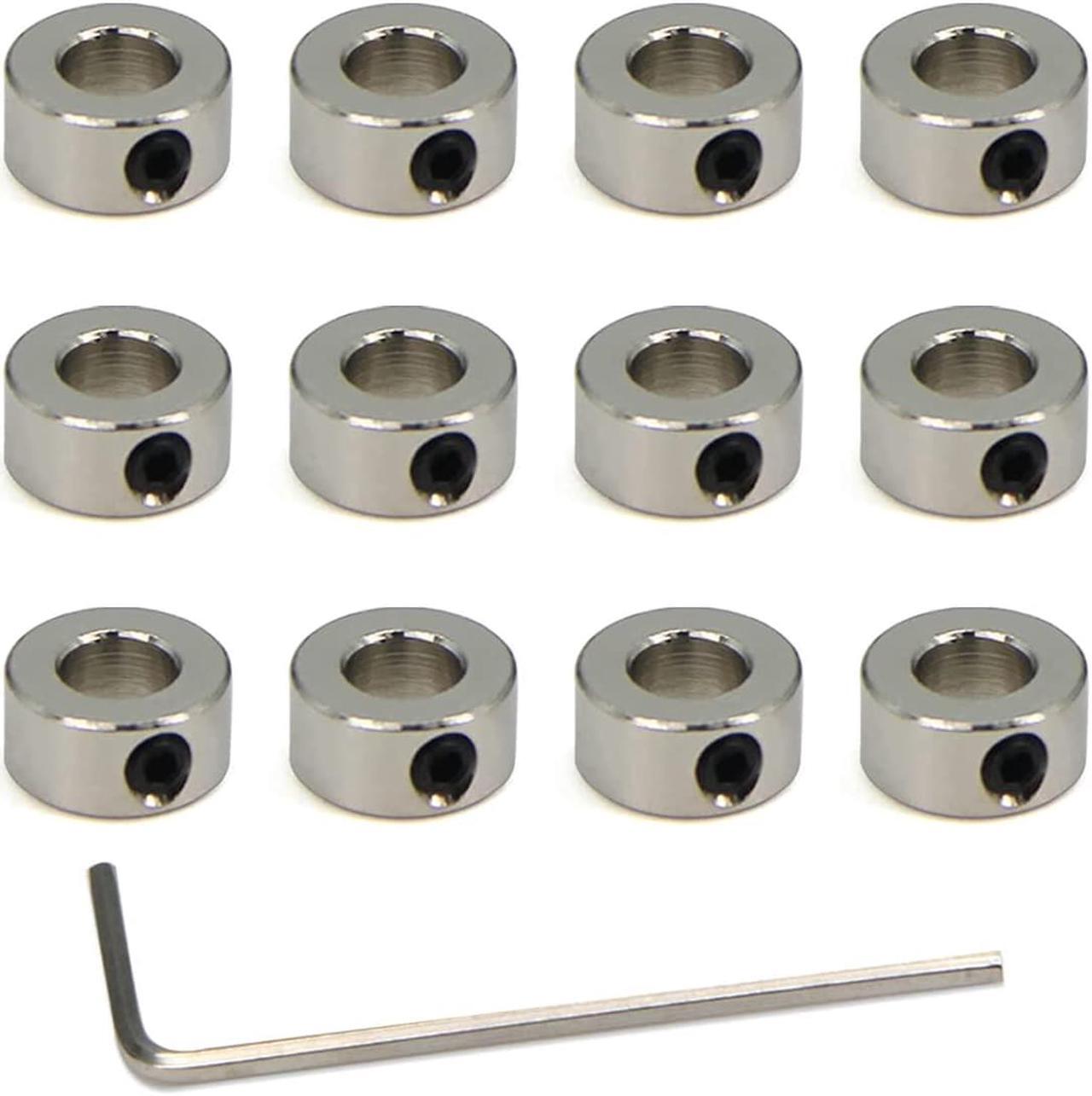 Alt view image 3 of 7 - Yeebyee 5mm Shaft Collar T5 Lead Screw Lock Ring Carbon Steel with Nickle Plated Material Isolation with M3 Screws for 3D Printer Parts,12pcs/Pack (Silver-5MM), Welcome to consult