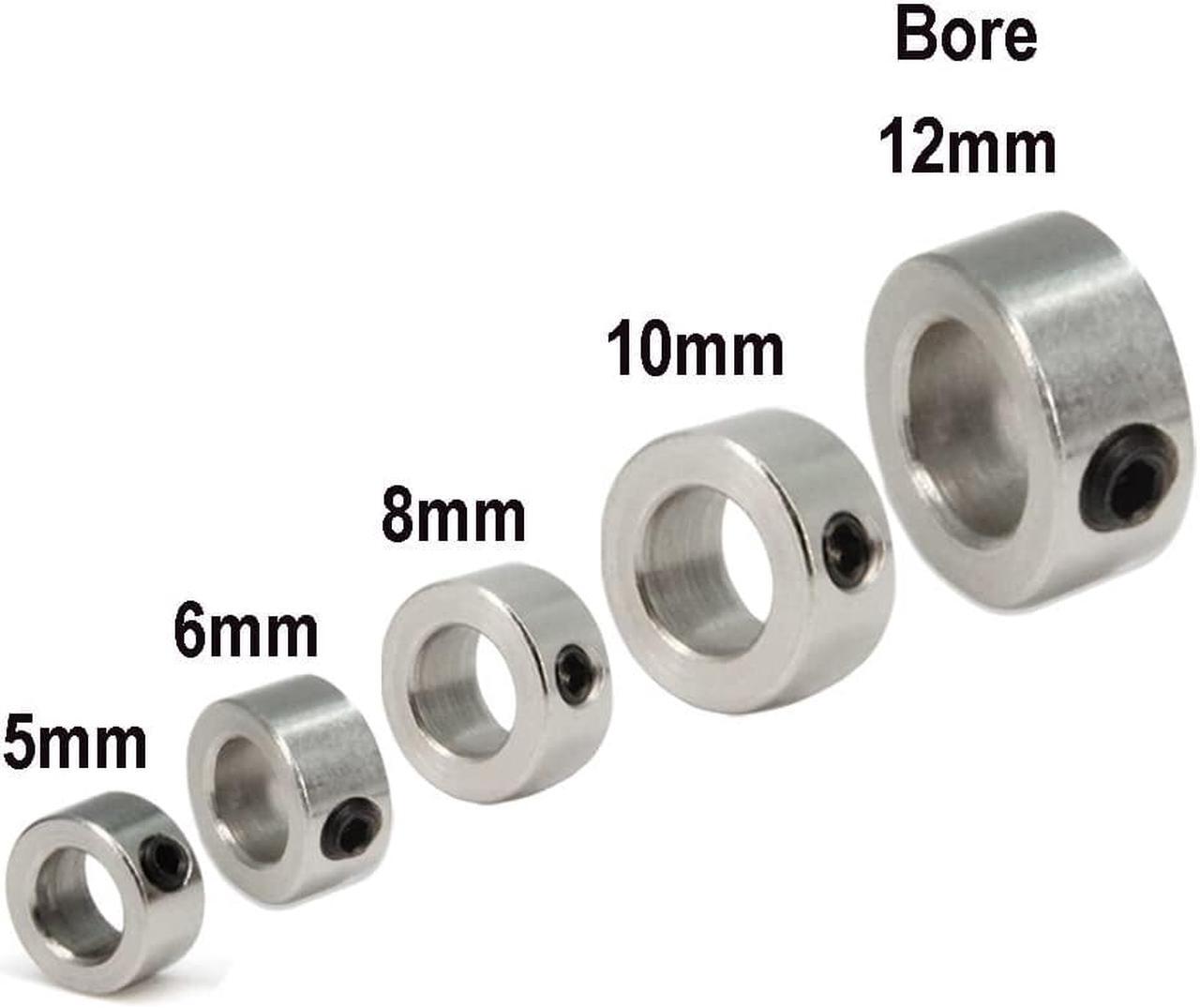 Alt view image 7 of 7 - Yeebyee 5mm Shaft Collar T5 Lead Screw Lock Ring Carbon Steel with Nickle Plated Material Isolation with M3 Screws for 3D Printer Parts,12pcs/Pack (Silver-5MM), Welcome to consult