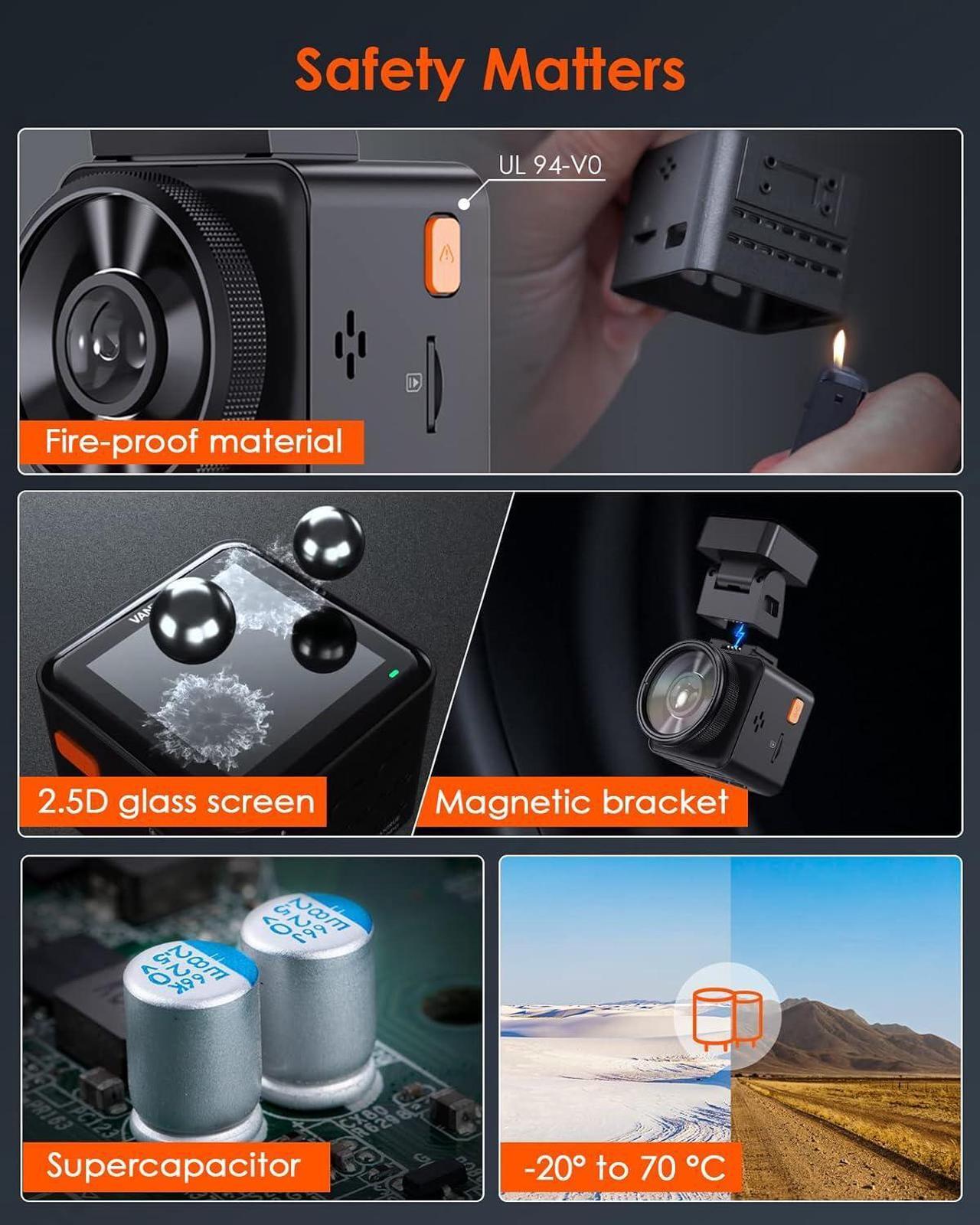 Alt view image 7 of 7 - E1 2.7K WiFi Mini Dash Cam with GPS and Speed, Voice Control Front Car Dash Camera, 24 Hours Parking Mode, Night Vision, Buffered Motion Detection, APP, Wireless Controller, Support 512GB Max