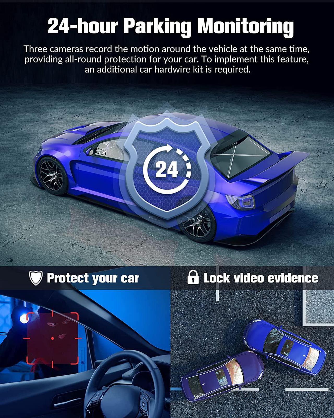 Alt view image 6 of 7 - Dash Camera for Cars,4K Car Camera Full UHD Dash Cam Front Rear with Free 32GB SD Card,Built-in Super Night Vision,2.0'' IPS Screen,170°Wide Angle,WDR, Loop Recording, 24H Parking Mode