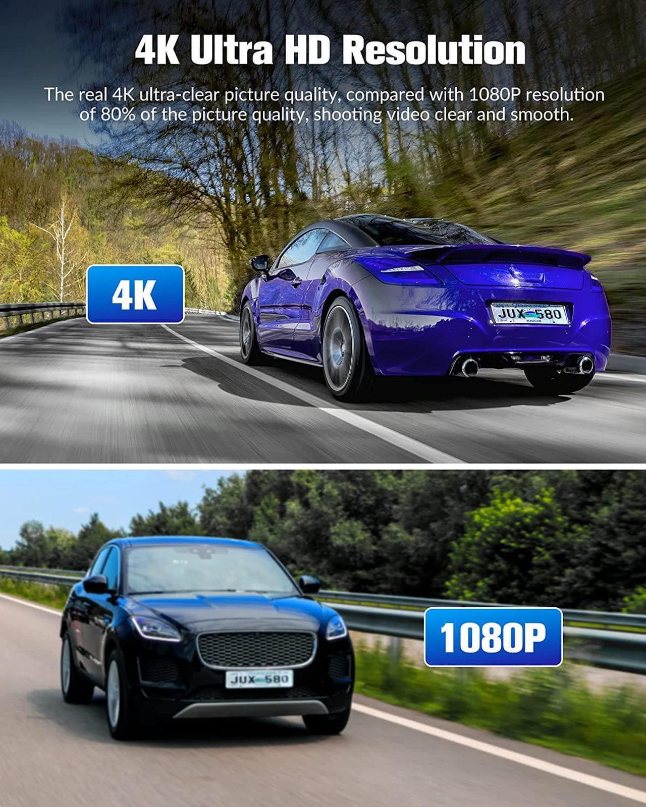Alt view image 5 of 7 - Dash Camera for Cars,4K Car Camera Full UHD Dash Cam Front Rear with Free 32GB SD Card,Built-in Super Night Vision,2.0'' IPS Screen,170°Wide Angle,WDR, Loop Recording, 24H Parking Mode
