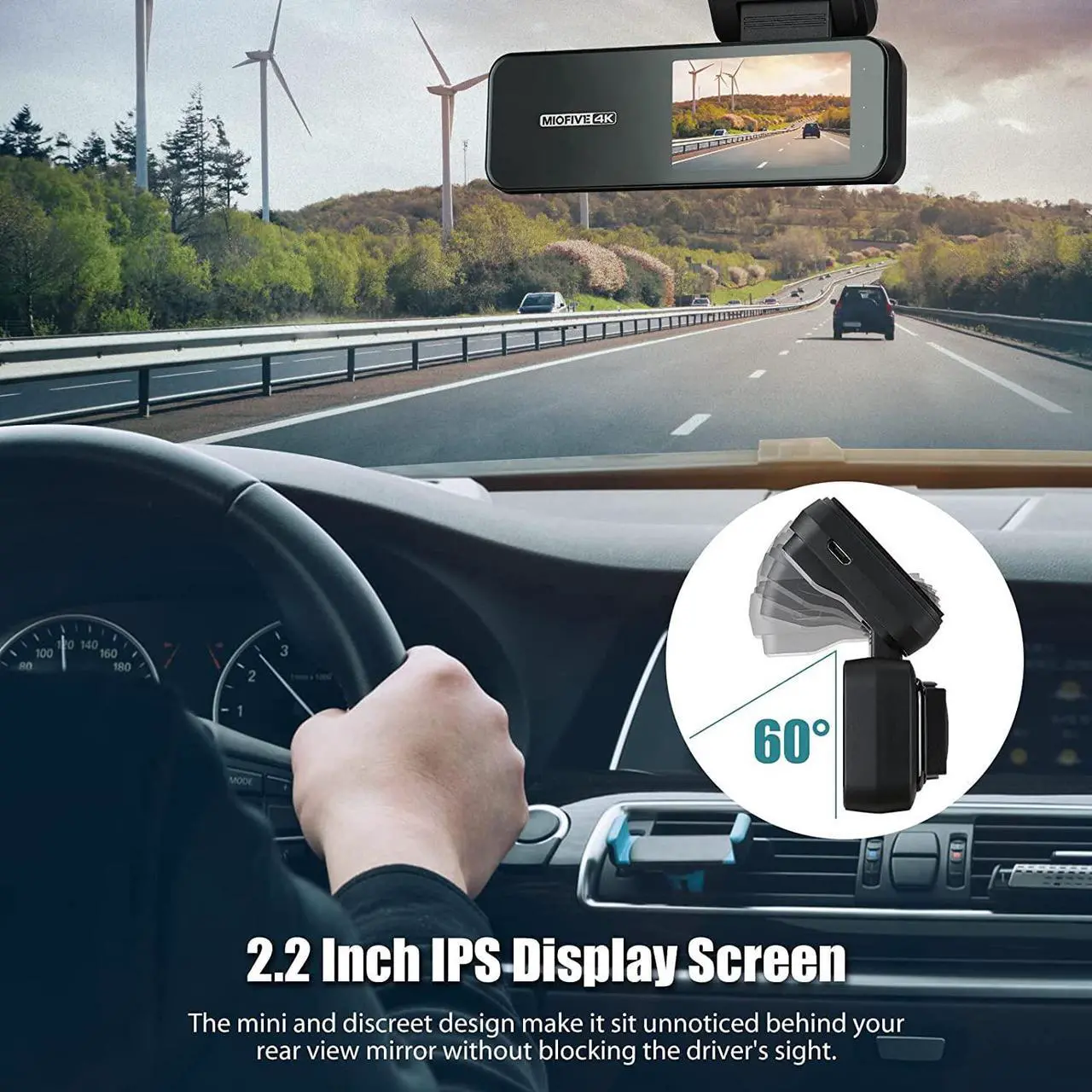 Alt view image 5 of 7 - Miofive Car Dash Cam with GPS and Speed  4K Front Dash Camera with 5G WiFi, 2160P UHD Recorder, Built-in 64G eMMC Storage, Night Vision, G-Sensor, Motion Detection and Parking Mode with Time Lapse