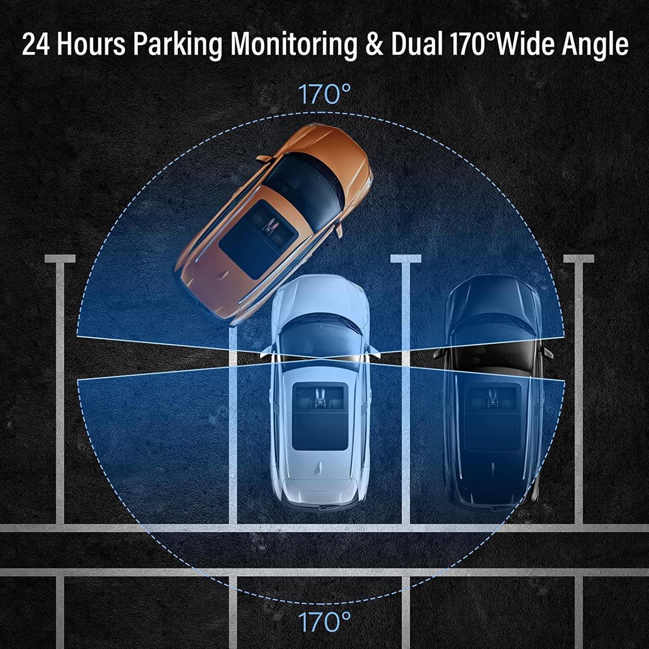 Alt view image 4 of 6 - FocuWay Dash Cam Front and Rear Dual 1080P Two Channels with IR Night Vision Car Camera SD Card Included Dashboard Camera Dashcam for Cars HDR Motion Detection and G-Sensor for Car, Taxi