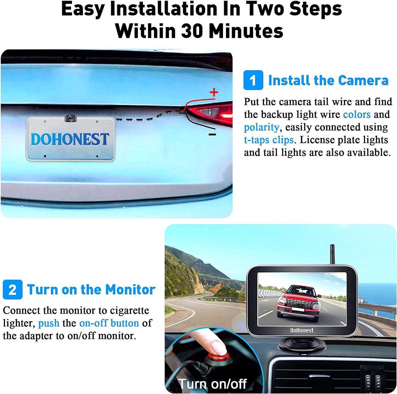 Alt view image 3 of 7 - Wireless Backup Camera Trucks: Easy Setup Stable Signal HD 1080P Car RV Bluetooth Rear View Camera 5 Inch Split Screen Monitor for Pickup Camper SUV Color Night Vision Waterproof -V25