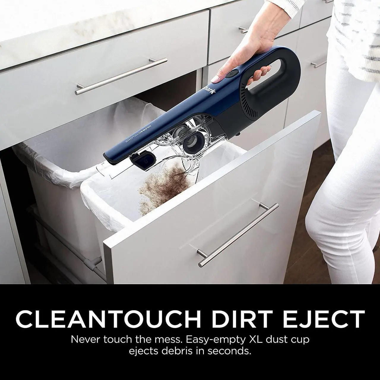 Alt view image 5 of 7 - Shark CH964AMZ 2-in-1 Cordless & Handheld Vacuum Ultracyclone System, Ultra-Lightweight and Portable for Car and Home, Washable Filter, XL Dust Cup, Crevice Tool & Scrubbing Brush, Blue
