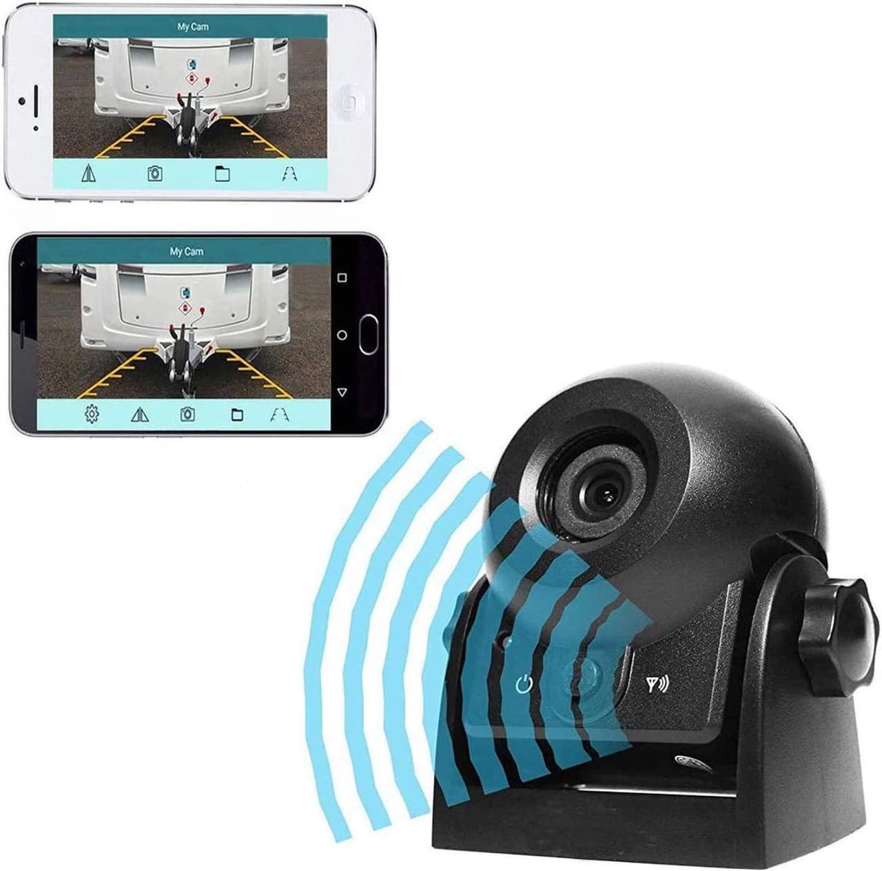 Main image of Wireless Backup Dash Cam, MHCABSR WiFi Reversing Camera Work with Phone IP68 Waterproof IR Night Vision Wide Angle Magnetic Rear View Parking Camera for Trailers Trucks RVs