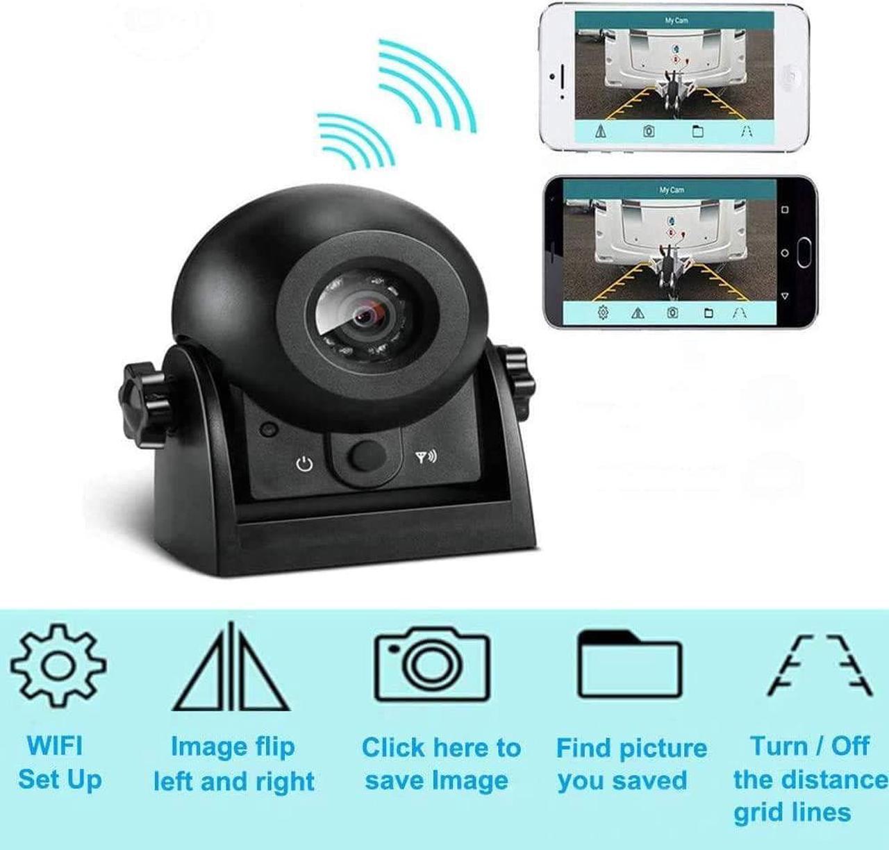 Alt view image 6 of 7 - Wireless Backup Dash Cam, MHCABSR WiFi Reversing Camera Work with Phone IP68 Waterproof IR Night Vision Wide Angle Magnetic Rear View Parking Camera for Trailers Trucks RVs