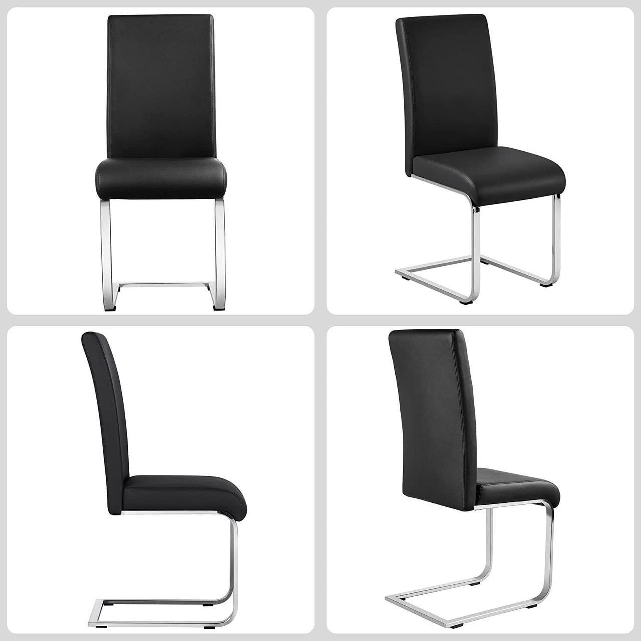 Alt view image 4 of 7 - Yaheetech 6pcs Office Chairs Armless Desk Chairs Leather Upholstered Seat and Metal Legs Side Chairs with High Back Modern, Black