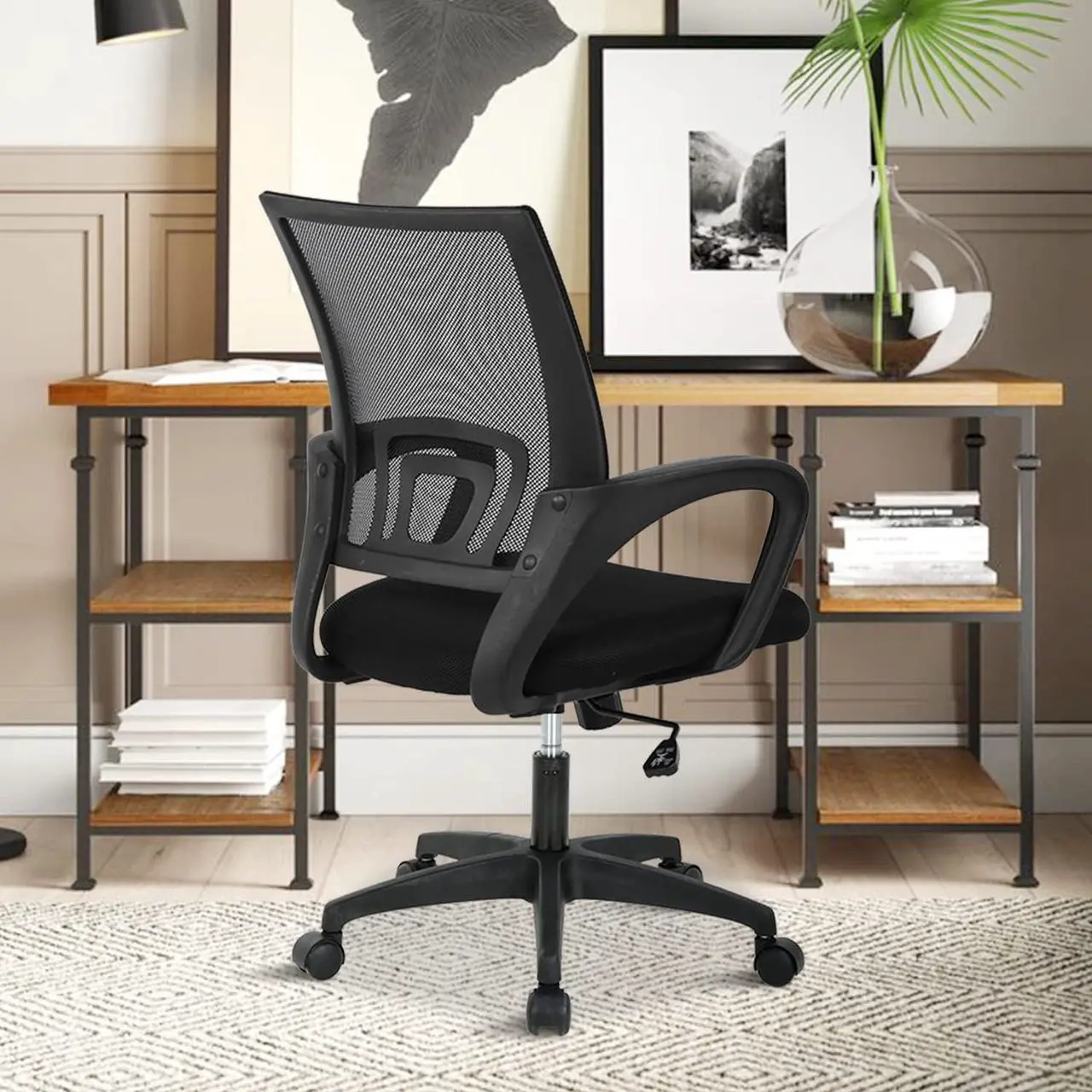 Main image of PIKAQTOP Desk Chair Office Chair for Women, Mesh Task Ergonomic Chair with Thick Cushion Seat, Lumbar Support & Mesh Back,Computer Mesh Executive Adjustable Comfy Chair for Home Office Reading, Black