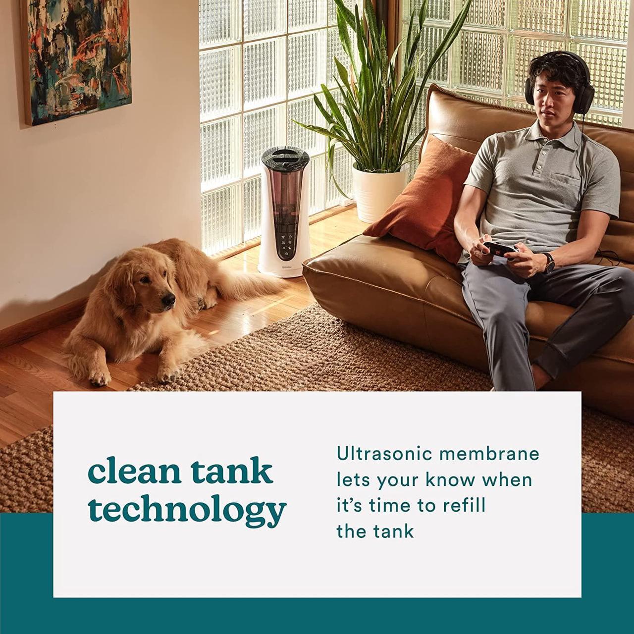 Alt view image 5 of 7 - Homedics Ultrasonic Humidifier  Large Deluxe Air Humidifiers for Bedroom, Plants, Office  Cool and Warm Mist Humidifiers, Essential Oil Pads and Built-In Timer, 5 Mist Settings, White and Black