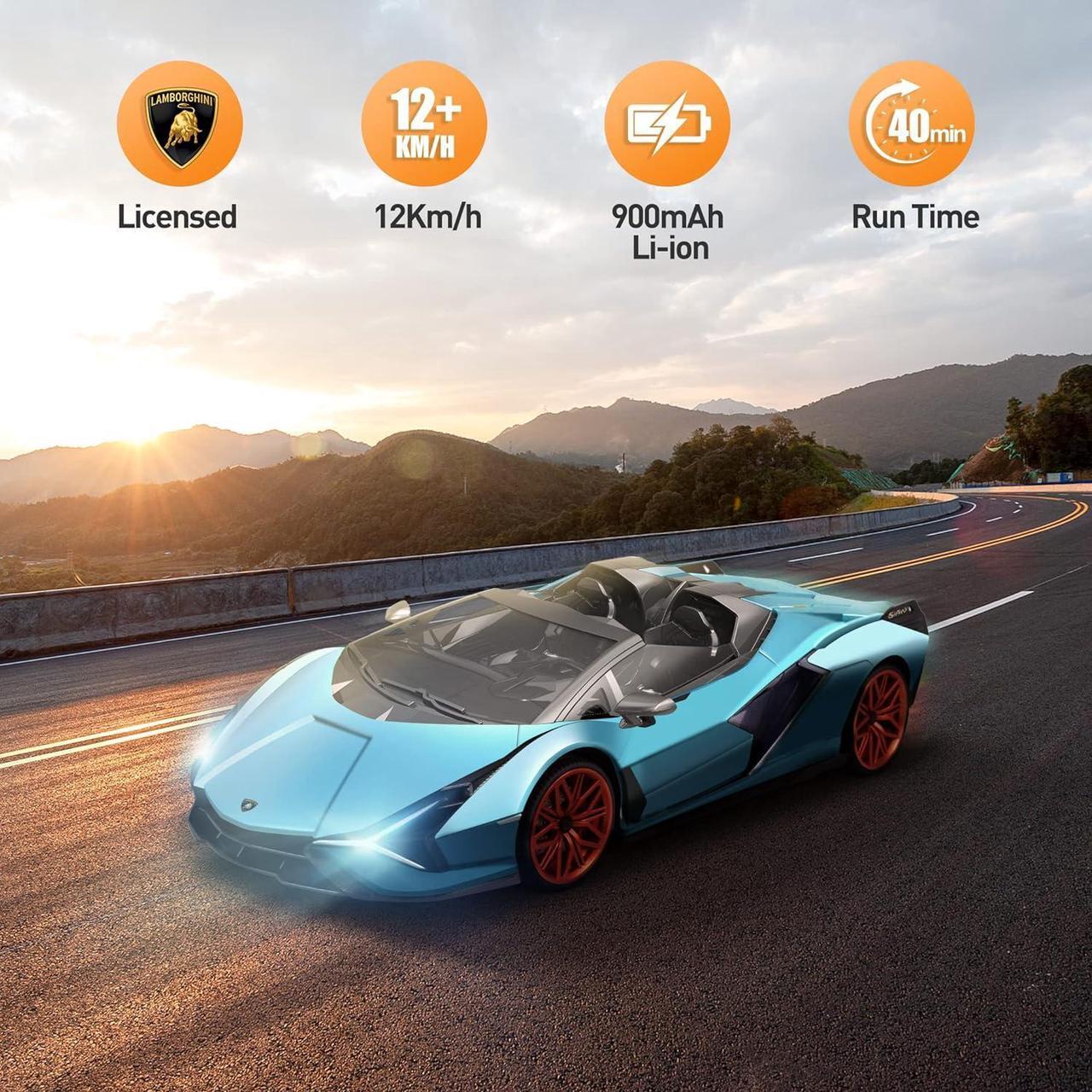 Alt view image 4 of 7 - MIEBELY Lamborghini Remote Control Car, 1:12 Scale Lambo Toy Car 7.4V 900mAh Officially Licensed 12Km/h Fast Rc Cars with Led Light 2.4Ghz Model Car for Adults Boys Girls Birthday Ideas Gift - Blue