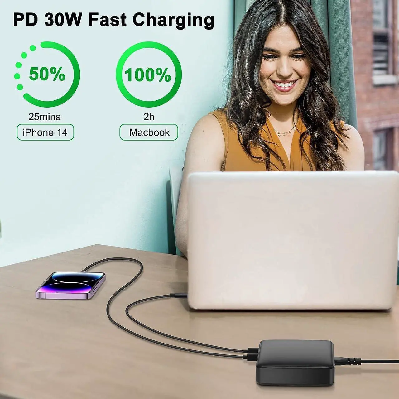 Alt view image 4 of 7 - USB C Charger 200W 7 Ports Fast GaN USB C Charging Station 65W USB C Laptop Charger Compatible with MacBook Pro/Air iPad iPhone 14/14 Plus/14 Pro/14 Pro Max/13/12 Series  Galaxy Note