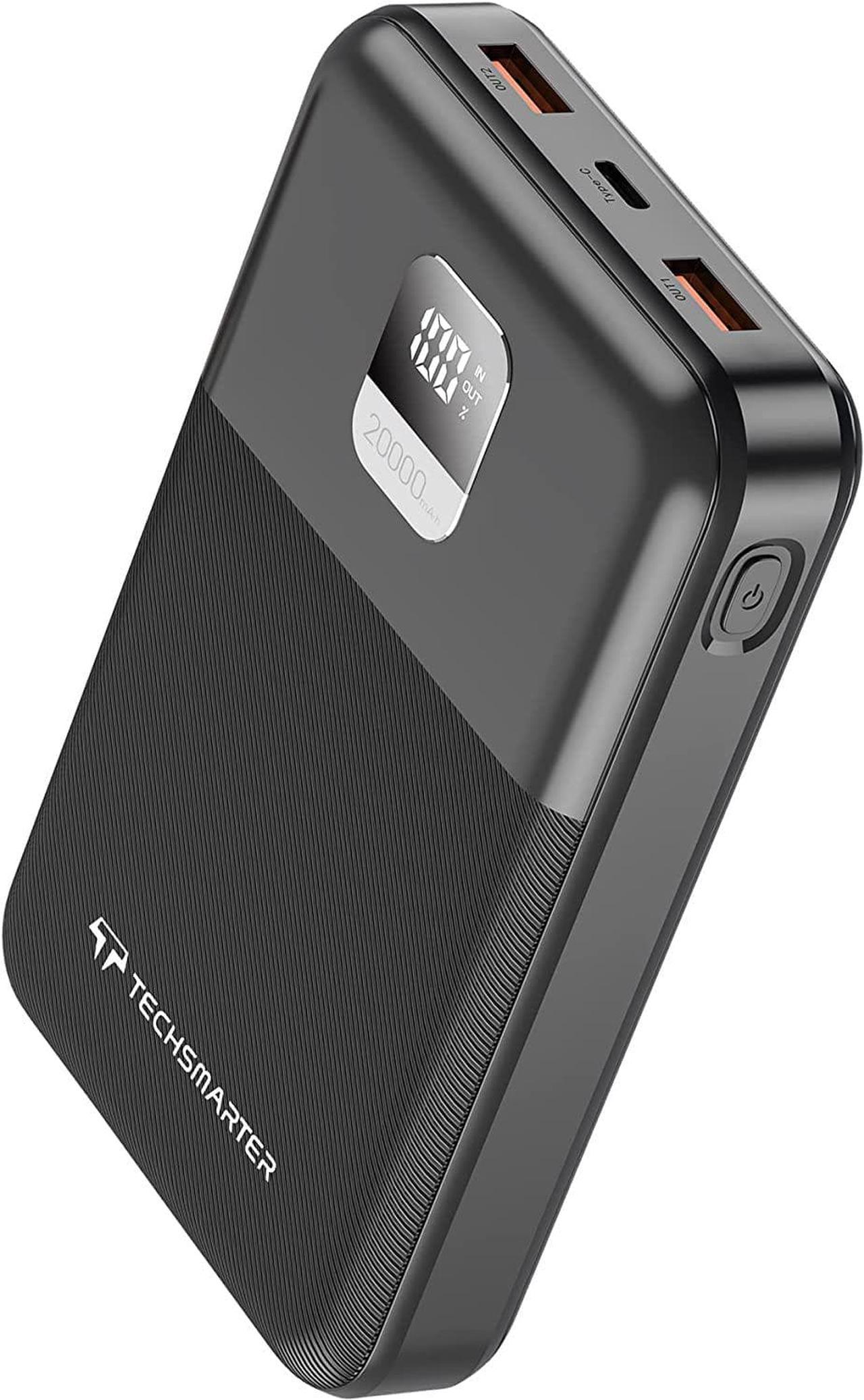 Techsmarter 20000mah 65W Laptop Power Bank with Super Fast Charging. USB-C PD Portable Charger Compatible with iPhone, Galaxy, Android, iPad, MacBook, Chromebook, ThinkPad, Steam Deck