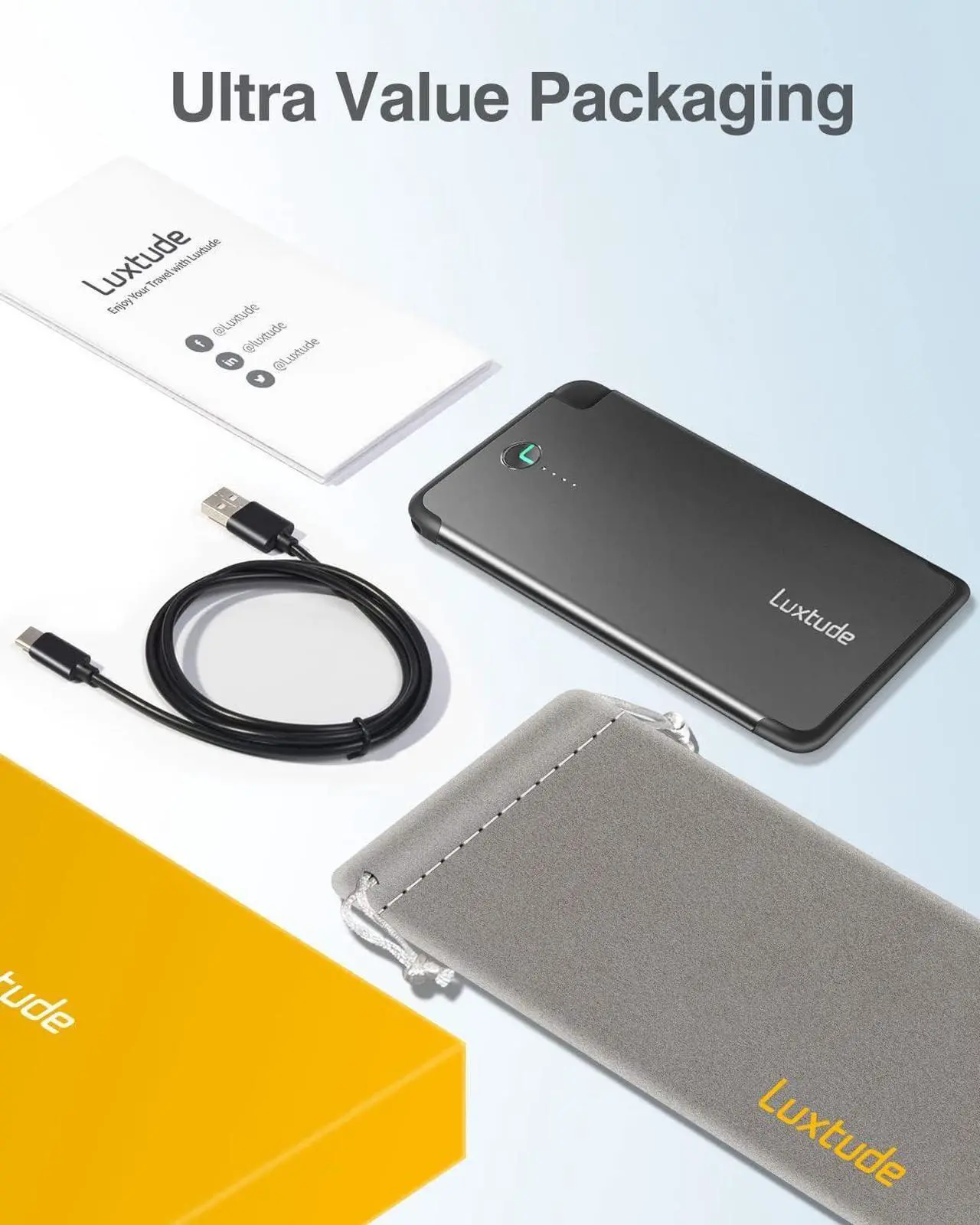 Alt view image 6 of 7 - Luxtude 5000mAh Portable Charger iPhone Built in Lightning Cable (MFi Apple Certified), Ultra Slim External Battery Pack, Fast Charge Power Bank for iPhone 14/13/12/11 Pro/X/XR/XS Max/10/8/7/6S etc.