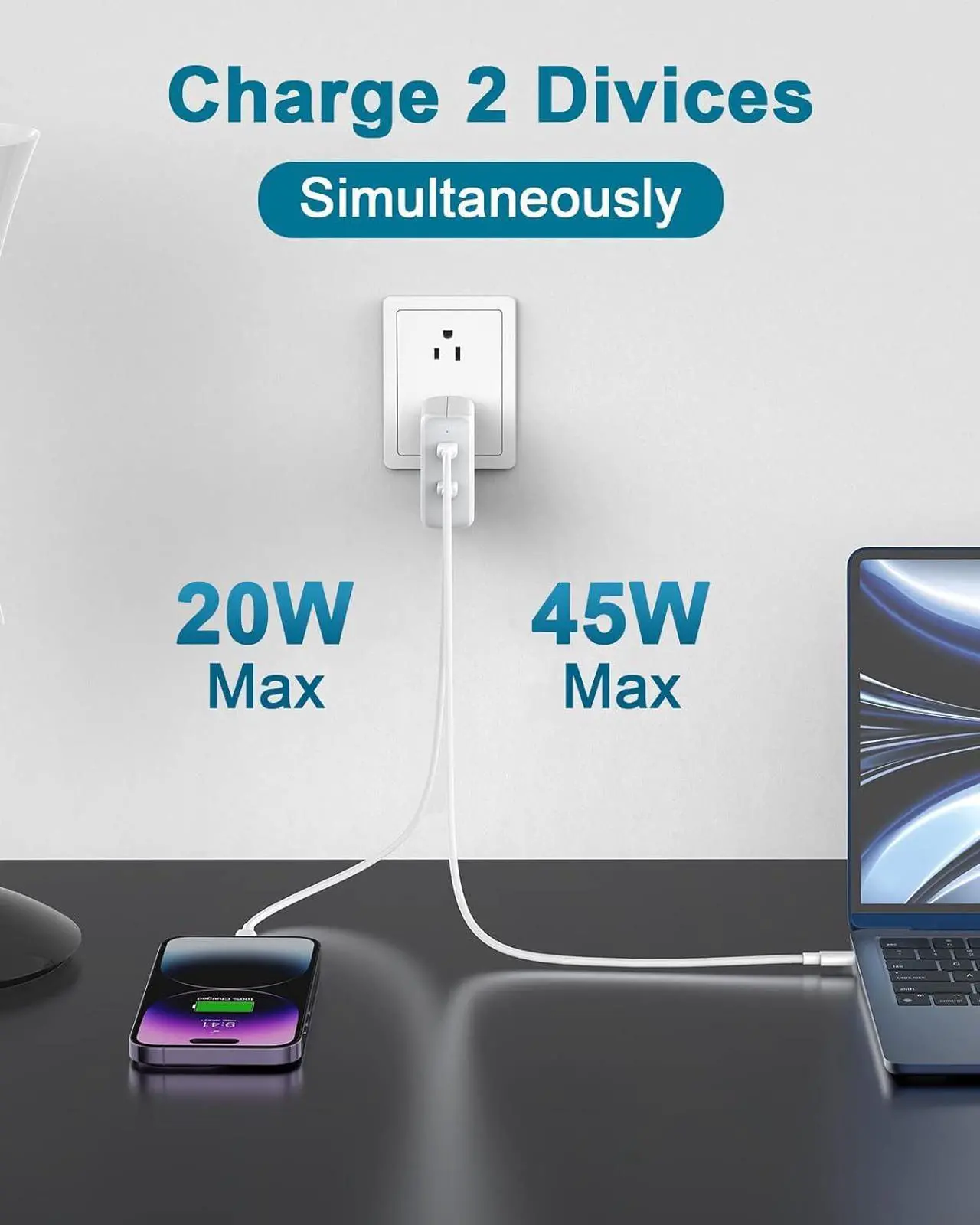 Alt view image 3 of 7 - Charger for MacBook Air MacBook Pro 13 14 15 16 inch 2024 2023 2022 2021 2020 2019, M1 M2 M3, iPad Pro Air Mini, iPhone 15 Pro Max Plus, 67W Dual Port USB C Power Adapter, 6.6FT USB-C Charging Cable
