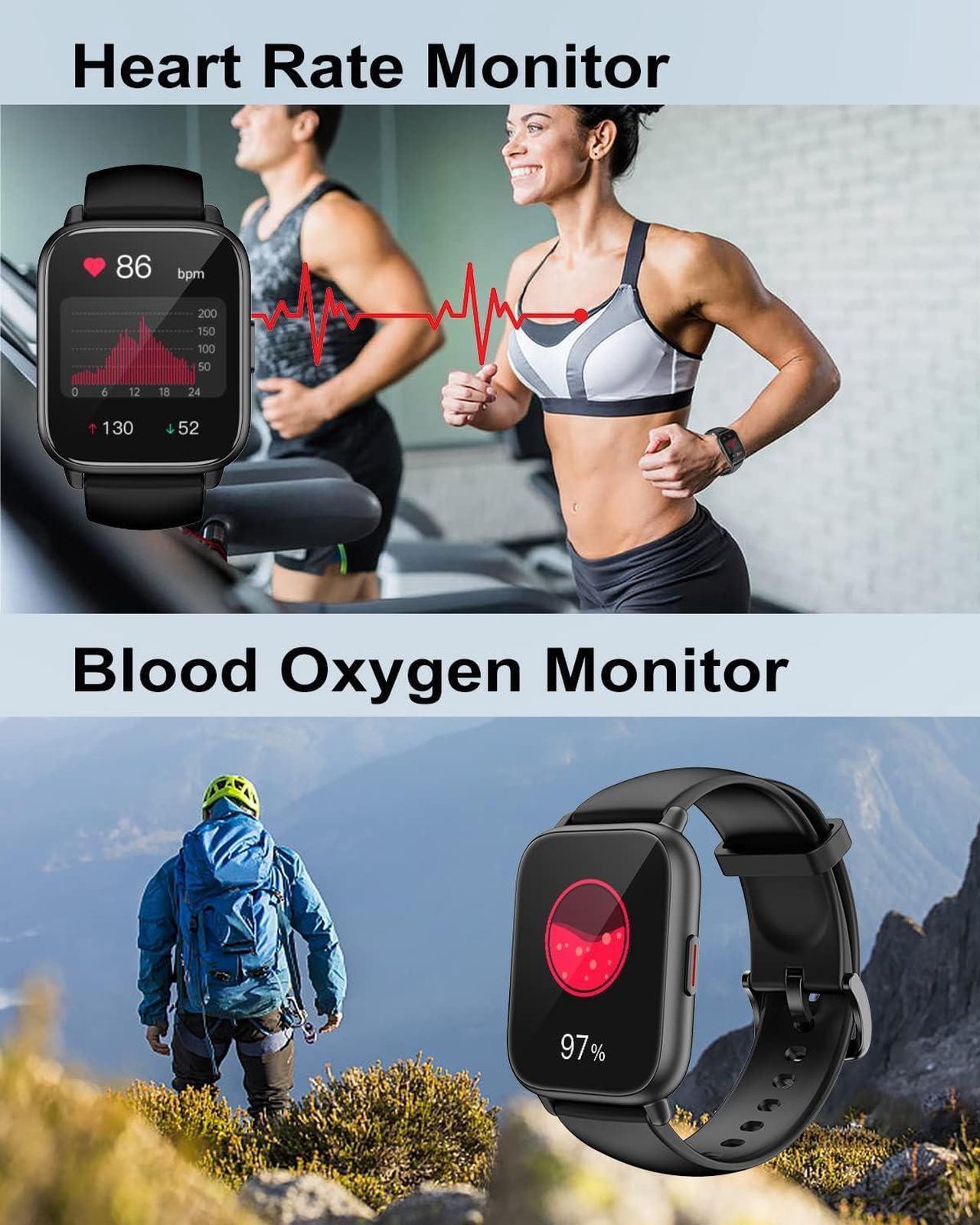 Alt view image 6 of 7 - RUIMEN Smart Watch Answer/Make Calls Fitness Watch with Spare Strap Reloj Inteligente 1.7Full Touch Smartwatchs for Women Men Heart Rate/Sleep Monitor Watch 100+ Sports IP68 Waterproof(Black)