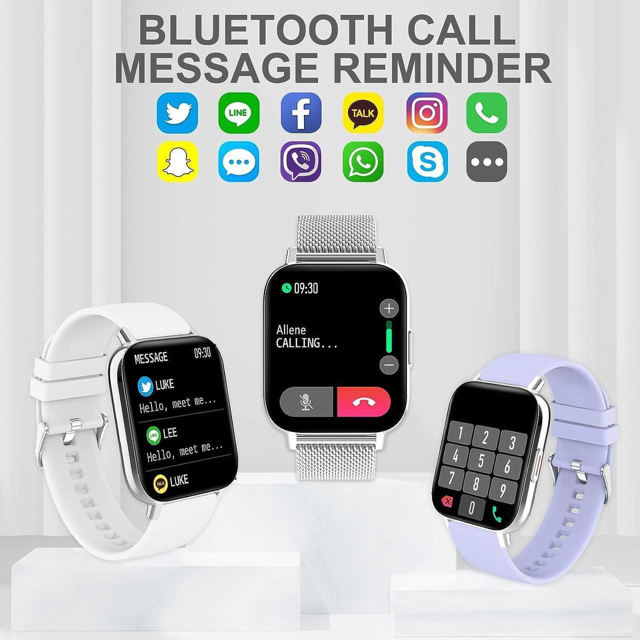 Alt view image 2 of 7 - Erkwei Smart Watch for Women(Answer Call/Dial) Waterproof Smartwatch for Android iOS Phones 1.7 Inches Fitness Tracker with Pedometer Heart Rate Sleep Monitor Digtal Watch Silver