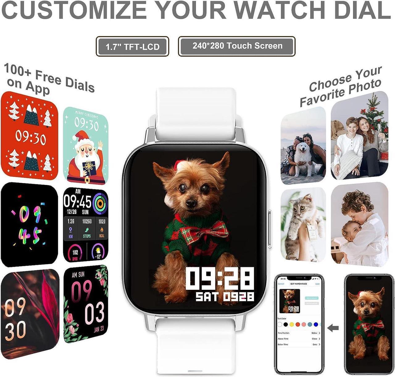 Alt view image 3 of 7 - Erkwei Smart Watch for Women(Answer Call/Dial) Waterproof Smartwatch for Android iOS Phones 1.7 Inches Fitness Tracker with Pedometer Heart Rate Sleep Monitor Digtal Watch Silver