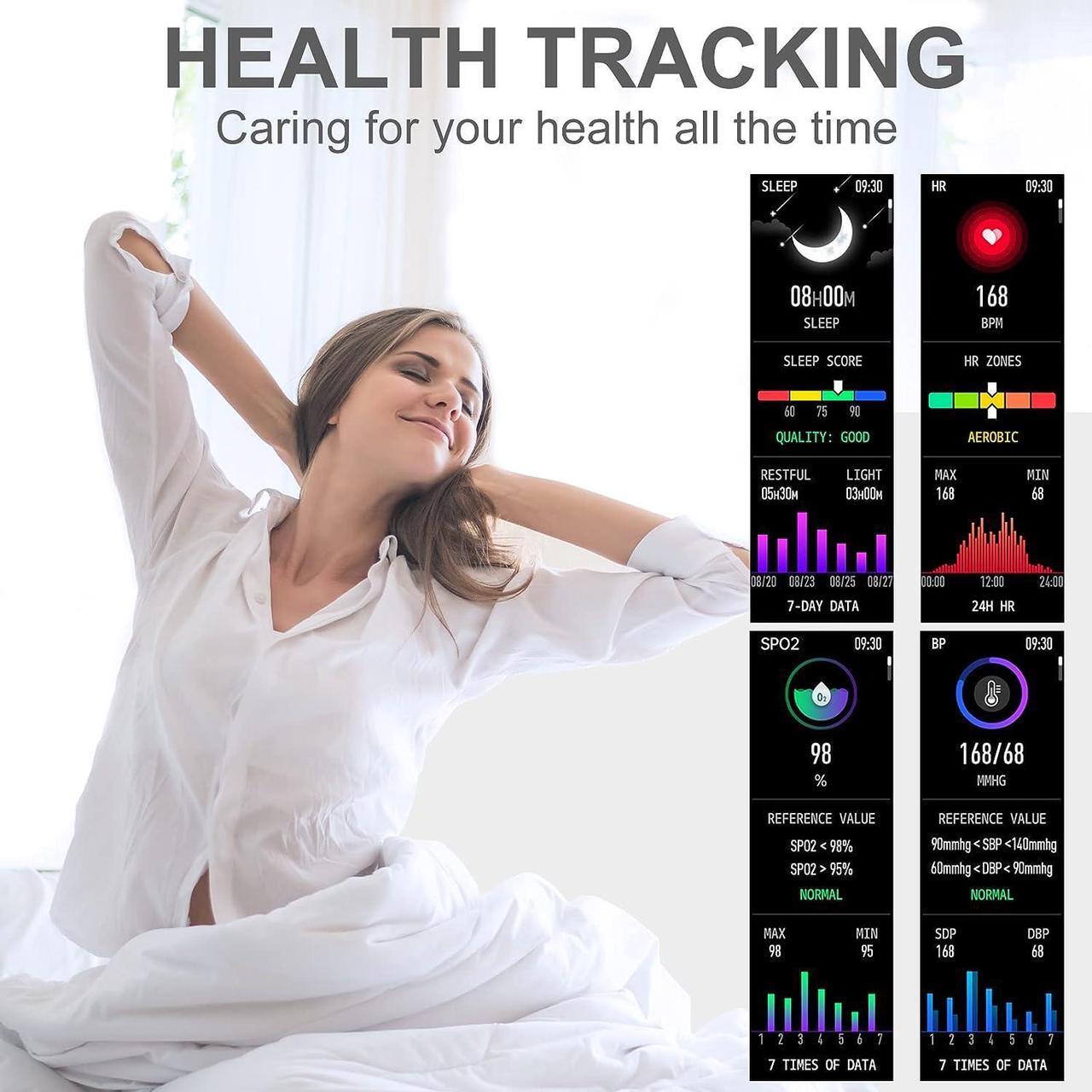 Alt view image 5 of 7 - Erkwei Smart Watch for Women(Answer Call/Dial) Waterproof Smartwatch for Android iOS Phones 1.7 Inches Fitness Tracker with Pedometer Heart Rate Sleep Monitor Digtal Watch Silver