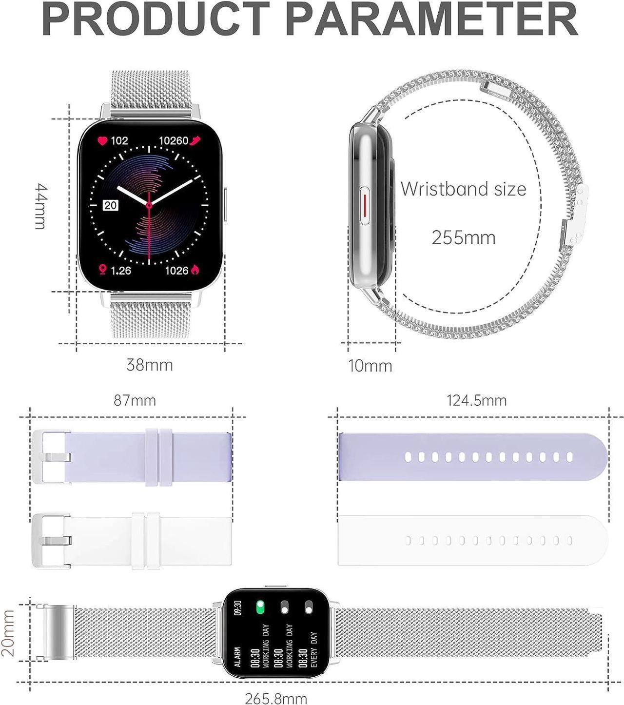 Alt view image 7 of 7 - Erkwei Smart Watch for Women(Answer Call/Dial) Waterproof Smartwatch for Android iOS Phones 1.7 Inches Fitness Tracker with Pedometer Heart Rate Sleep Monitor Digtal Watch Silver