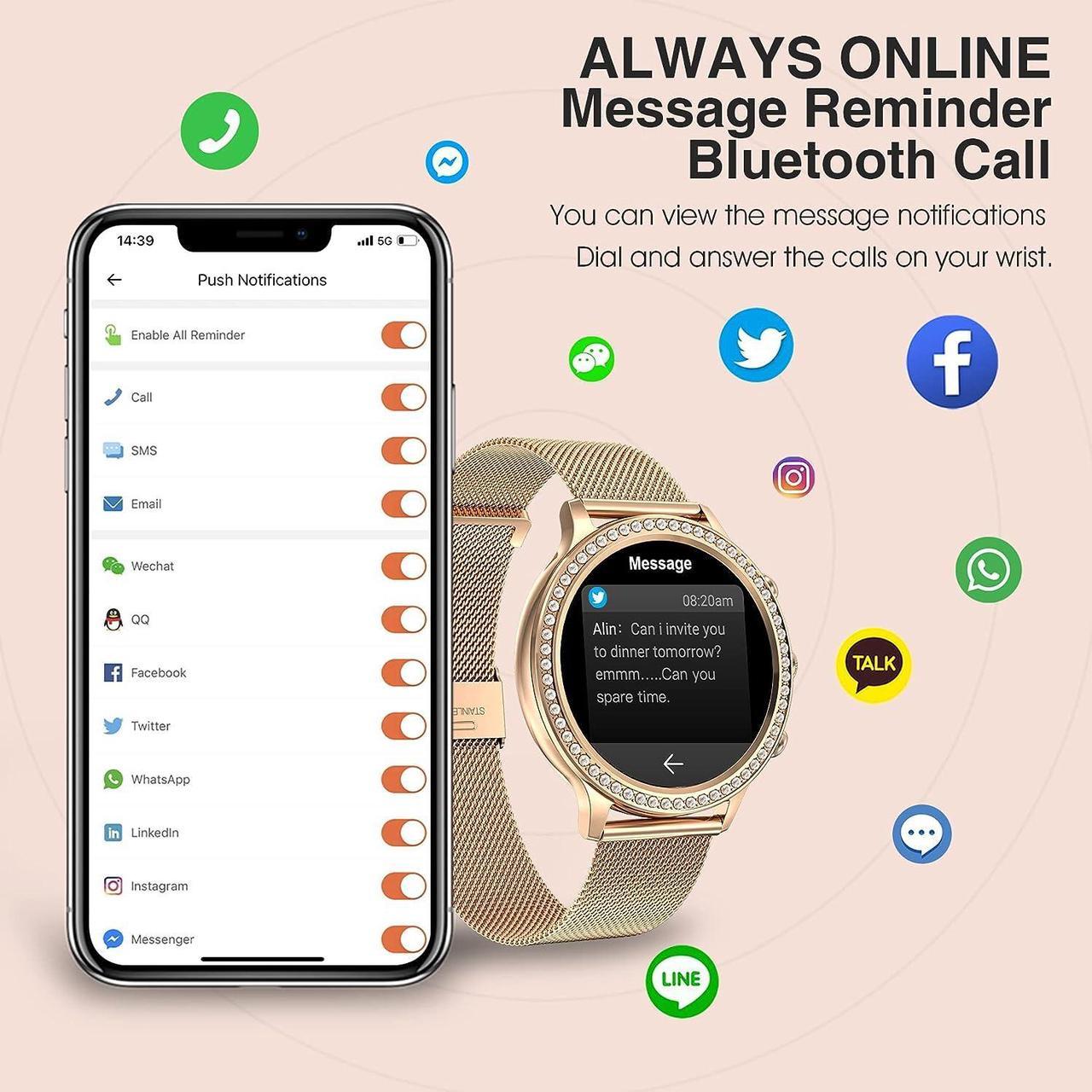 Alt view image 2 of 6 - Women's Smart Watch(Call Receive/Dial), Lefitus Fitness Tracker Waterproof Smartwatch for Android iOS Phones with 1.32" HD Full Touch Screen AI Voice Control Heart Rate Sleep Monitor Pedometer
