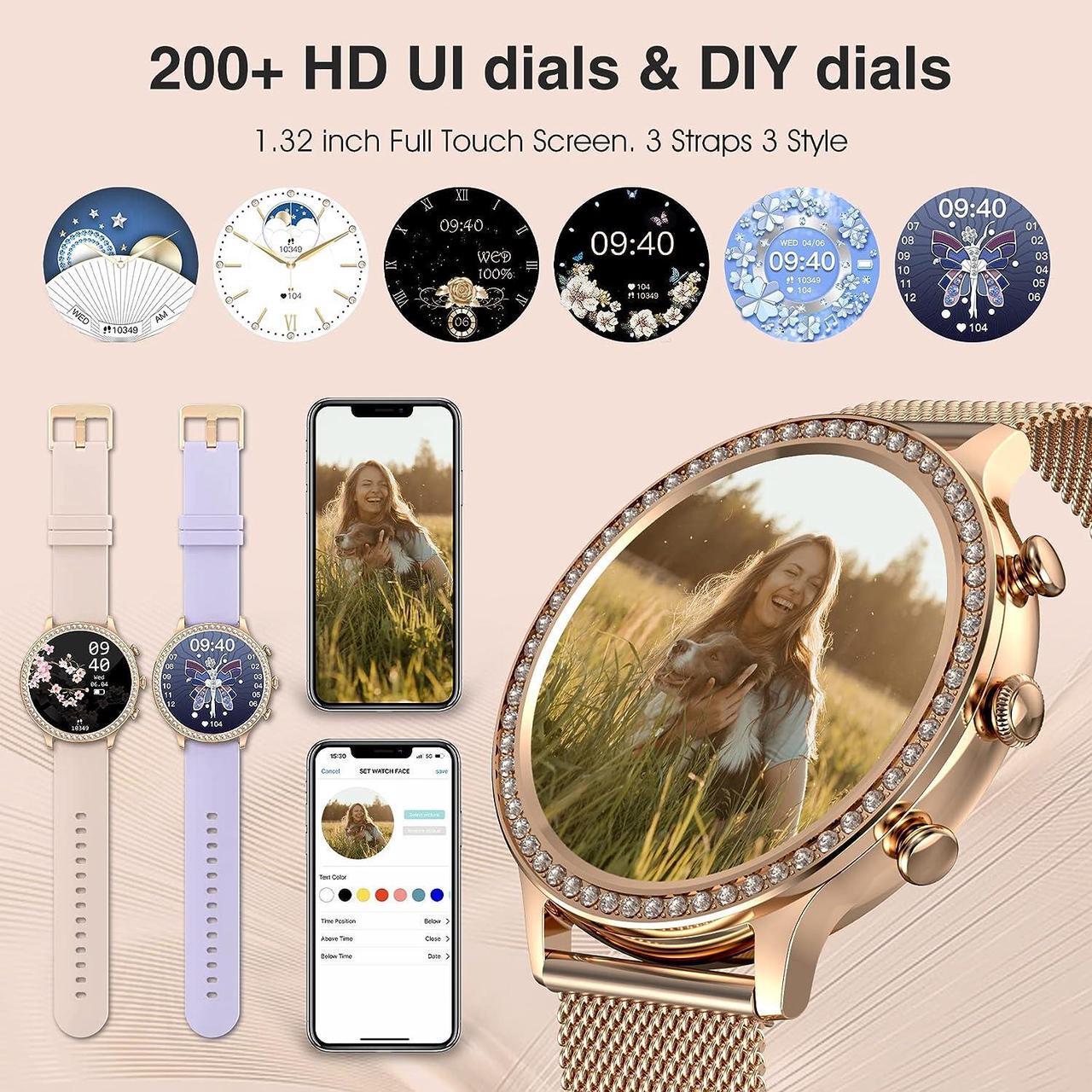 Alt view image 3 of 6 - Women's Smart Watch(Call Receive/Dial), Lefitus Fitness Tracker Waterproof Smartwatch for Android iOS Phones with 1.32" HD Full Touch Screen AI Voice Control Heart Rate Sleep Monitor Pedometer