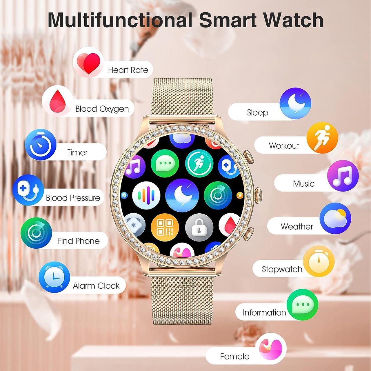 Alt view image 6 of 6 - Women's Smart Watch(Call Receive/Dial), Lefitus Fitness Tracker Waterproof Smartwatch for Android iOS Phones with 1.32" HD Full Touch Screen AI Voice Control Heart Rate Sleep Monitor Pedometer