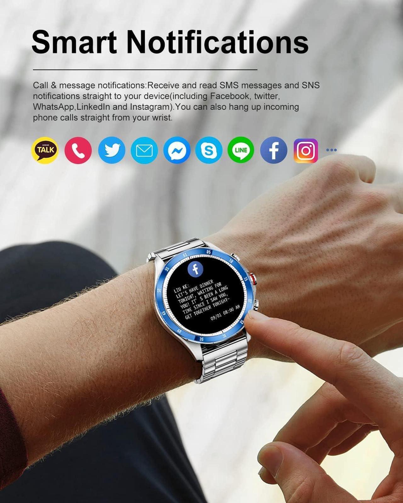 Alt view image 3 of 7 - LIGE Smart Watches for Men,1.32 Smart Watch with Bluetooth Calls/Message Push, 20 Sport Modes Blood Pressure/Heart Rate Tracker IP67 Waterproof Blue Mens Smartwatch for Android iOS Phones