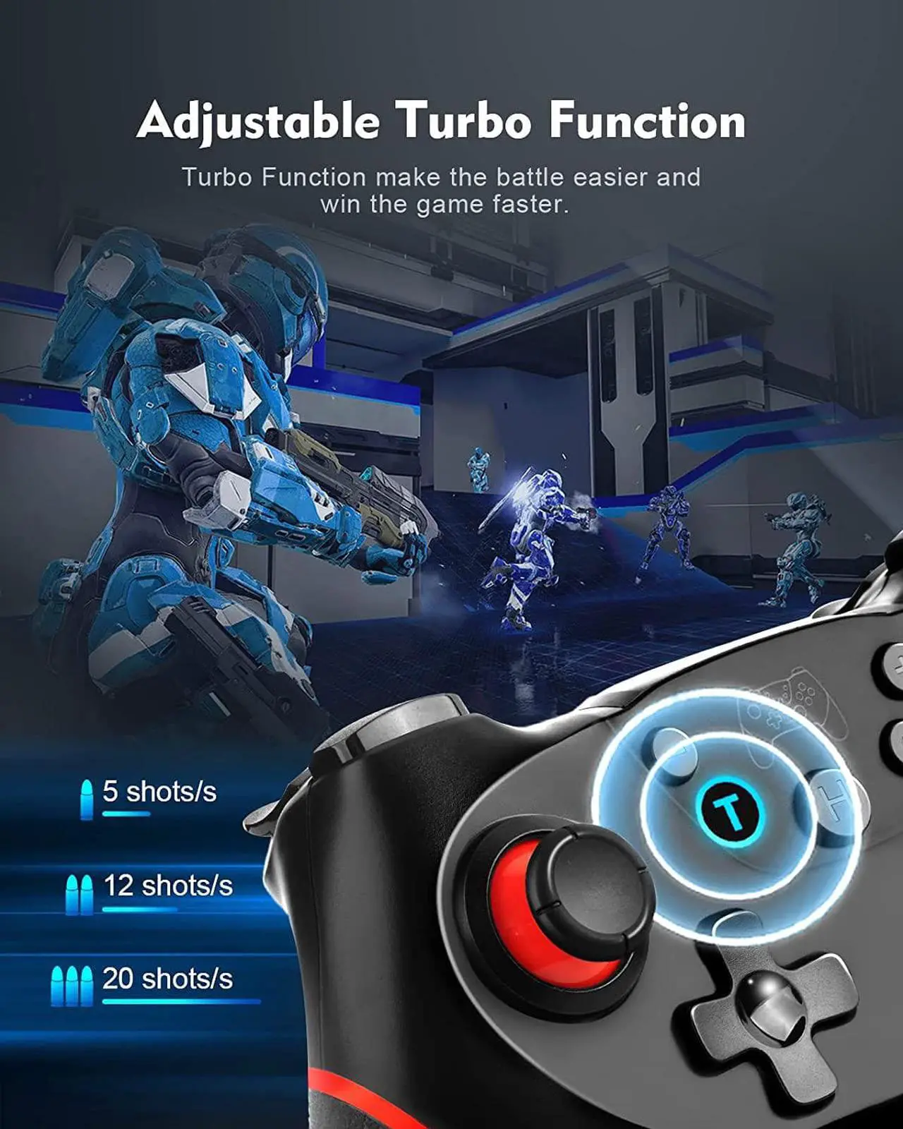 Alt view image 2 of 7 - NENOTOH Switch ControllerPro Controller for Switch/Switch Lite/Switch OLED, Switch Remote Controller Gamepad Joystick, Adjustable Turbo and Dual VibrationErgonomic Non-Slip