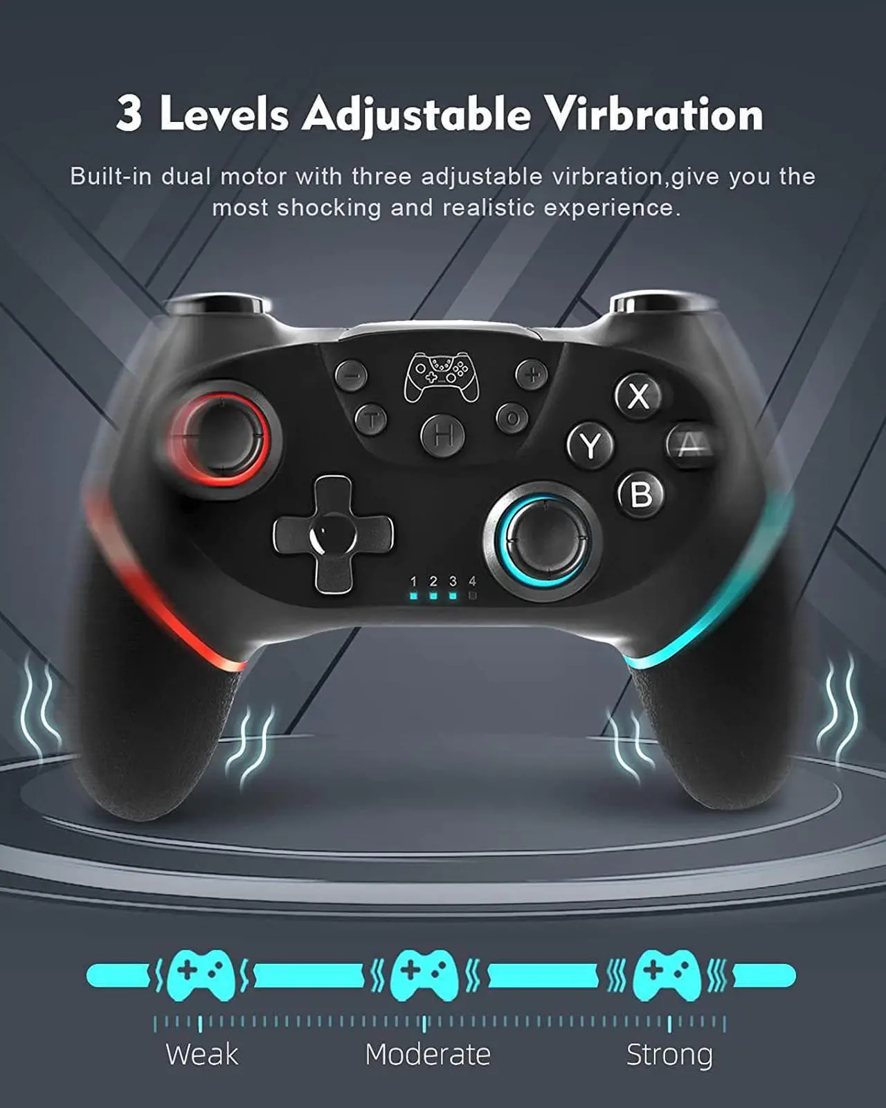 Alt view image 4 of 7 - NENOTOH Switch ControllerPro Controller for Switch/Switch Lite/Switch OLED, Switch Remote Controller Gamepad Joystick, Adjustable Turbo and Dual VibrationErgonomic Non-Slip