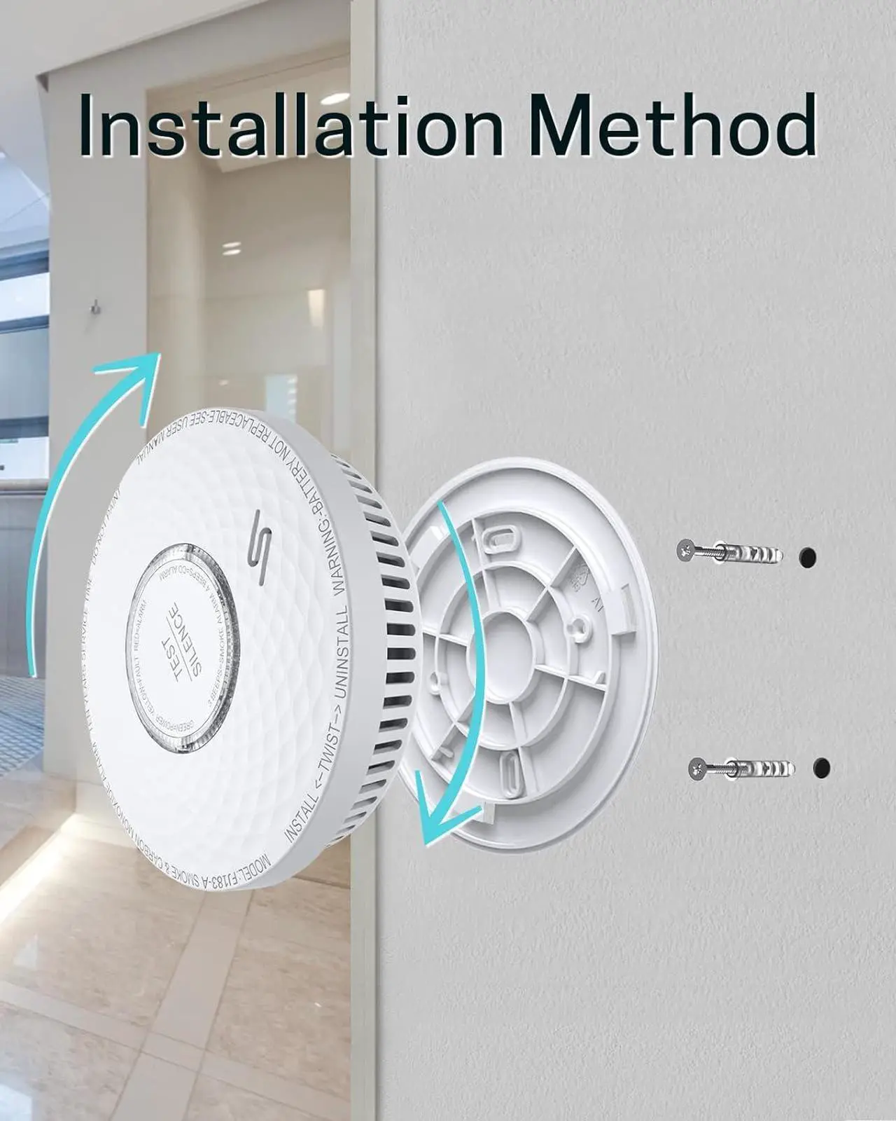 Alt view image 6 of 7 - Smoke and Carbon Monoxide Detector, Dual Sensor Smoke CO Alarm with Built-in Battery and Silence Function,FJ183-A,4 Packs