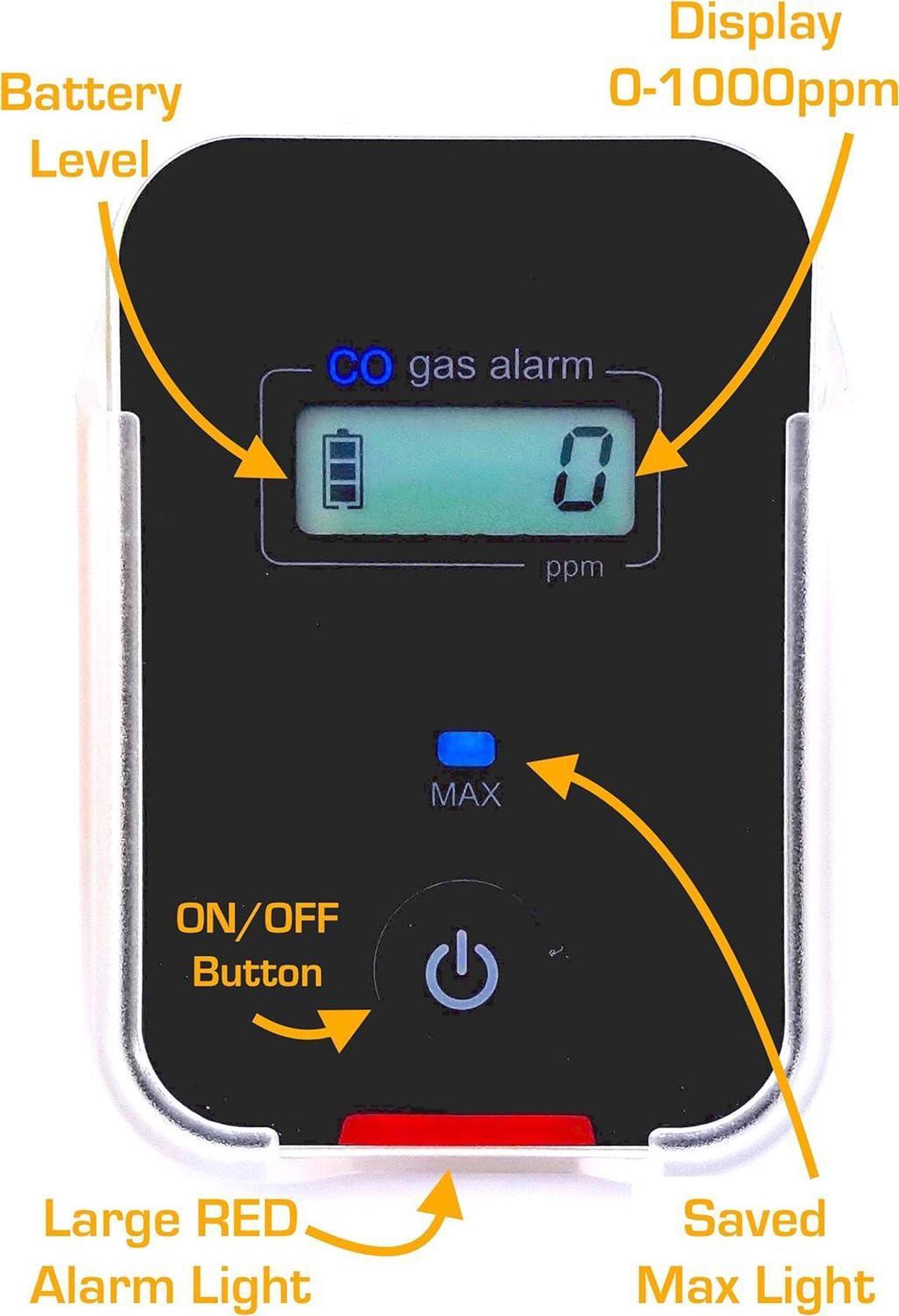 Alt view image 5 of 6 - Car, Vehicle, Aircraft Carbon Monoxide CO Detector | Fast Low-Level 9ppm Alarm | Vehicles, Police, Pilots, Travel, Bus, Trucks | Metal Body, Small 2oz |