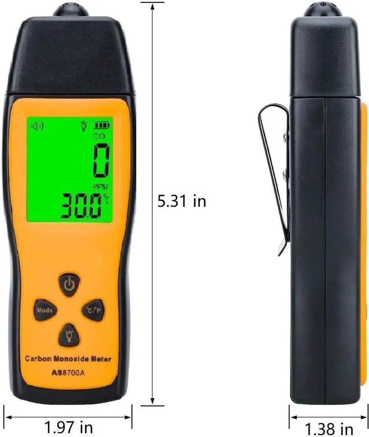 Alt view image 2 of 7 - Handheld Carbon Monoxide Meter, Portable Carbon Monoxide Detector, Professional-Grade CO Gas Tester with LCD Backlit Display, 0-1000PPM Range for Industrial and Home (Battery Not Included)