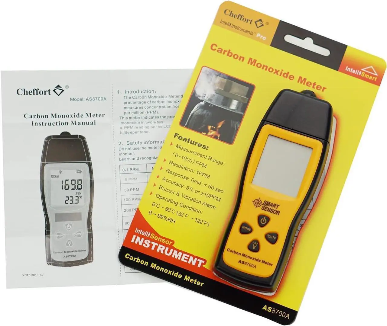 Alt view image 6 of 7 - Handheld Carbon Monoxide Meter, Portable Carbon Monoxide Detector, Professional-Grade CO Gas Tester with LCD Backlit Display, 0-1000PPM Range for Industrial and Home (Battery Not Included)